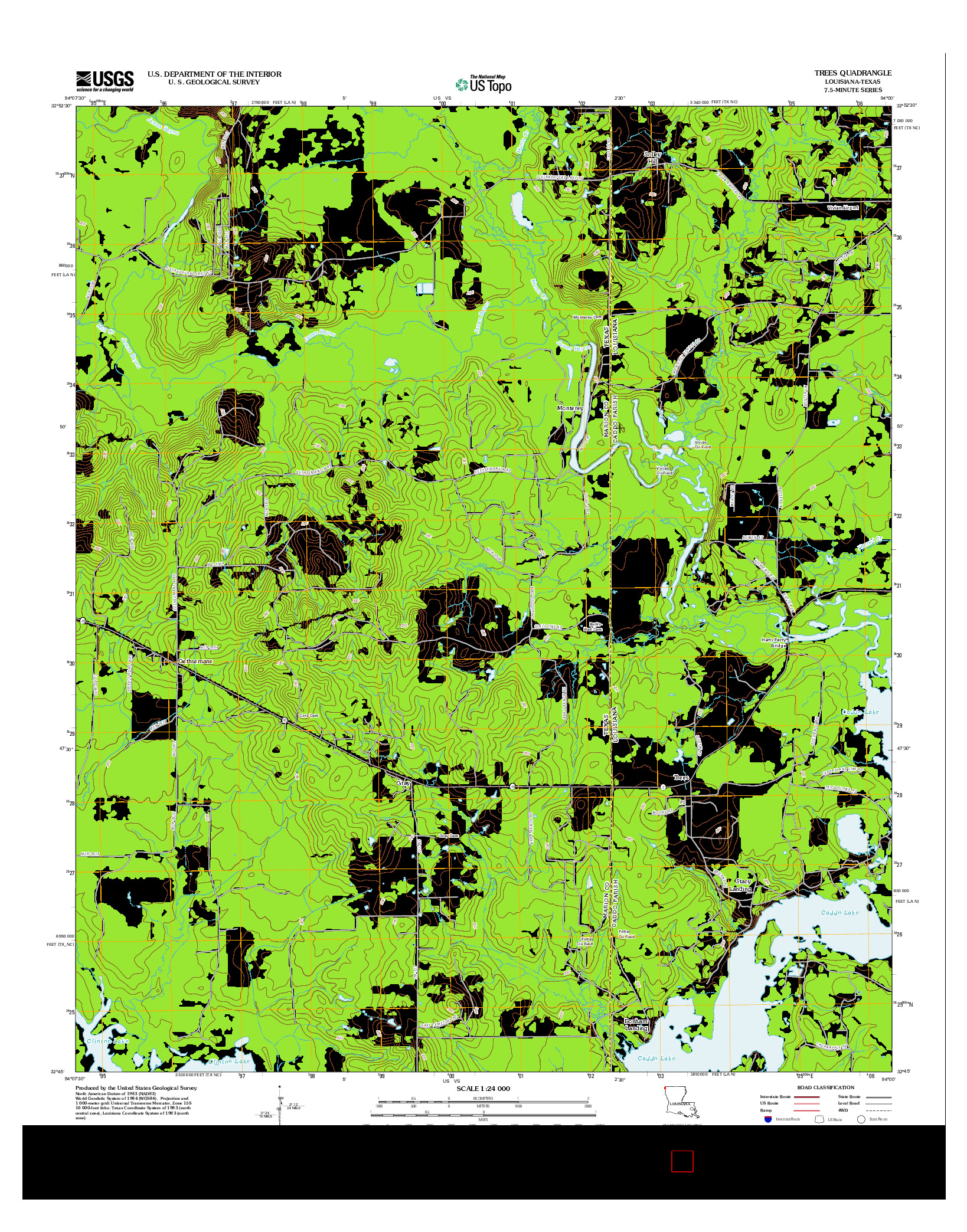 USGS US TOPO 7.5-MINUTE MAP FOR TREES, LA-TX 2012