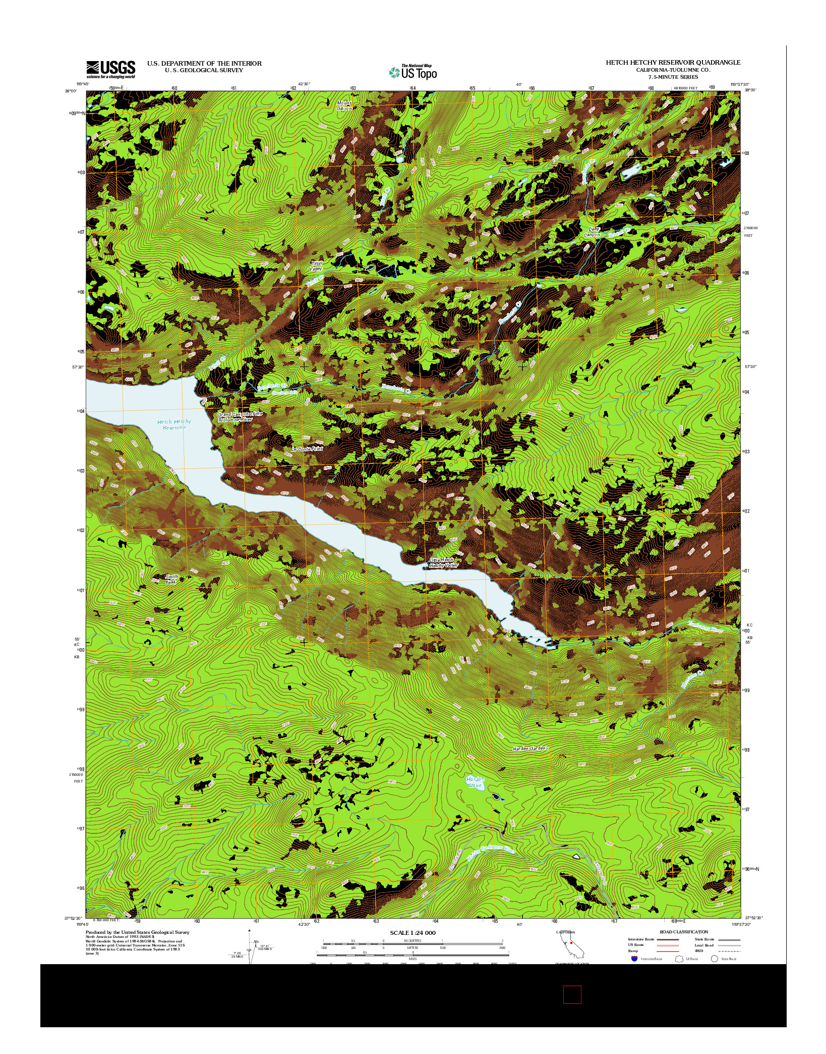 USGS US TOPO 7.5-MINUTE MAP FOR HETCH HETCHY RESERVOIR, CA 2012