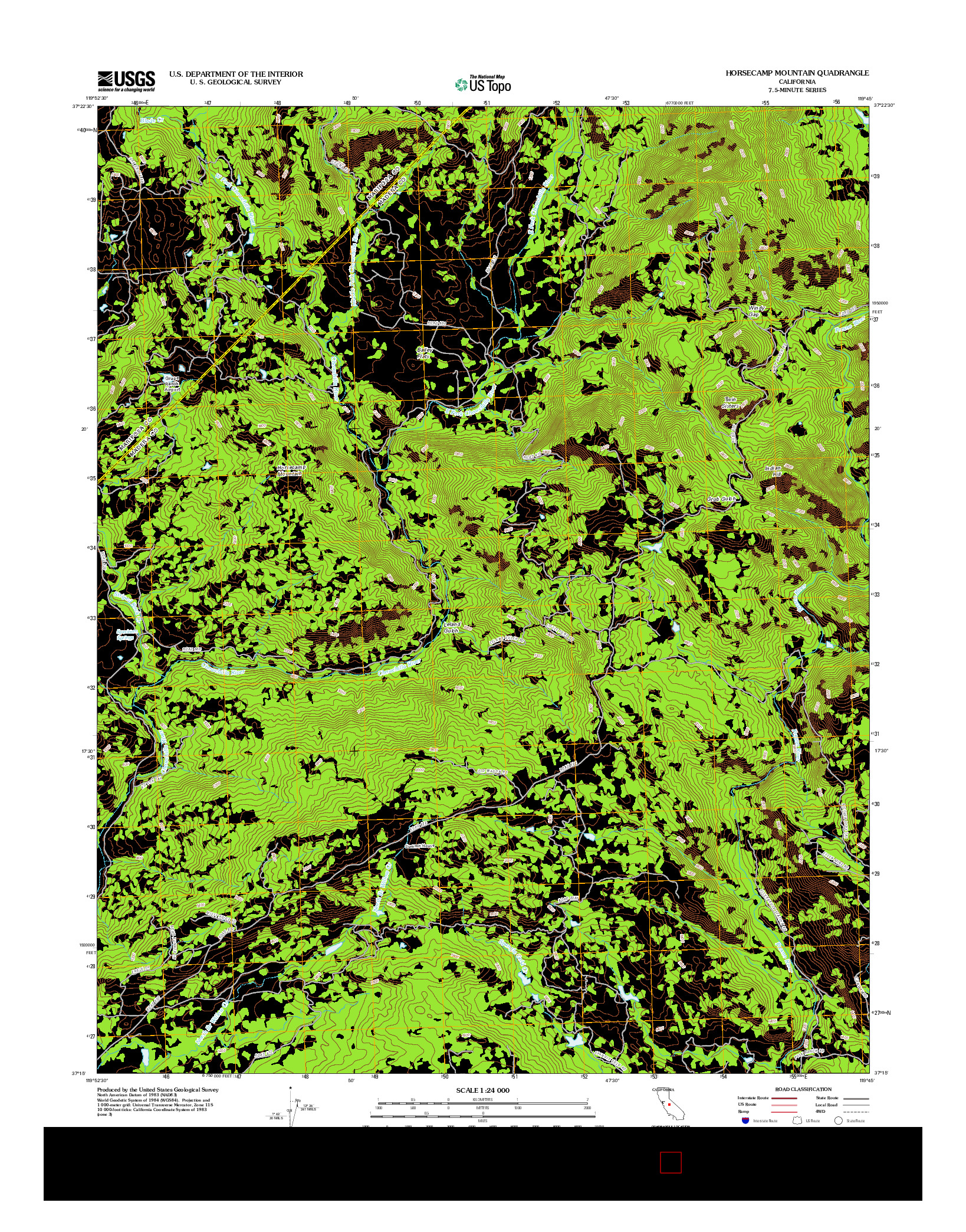 USGS US TOPO 7.5-MINUTE MAP FOR HORSECAMP MOUNTAIN, CA 2012