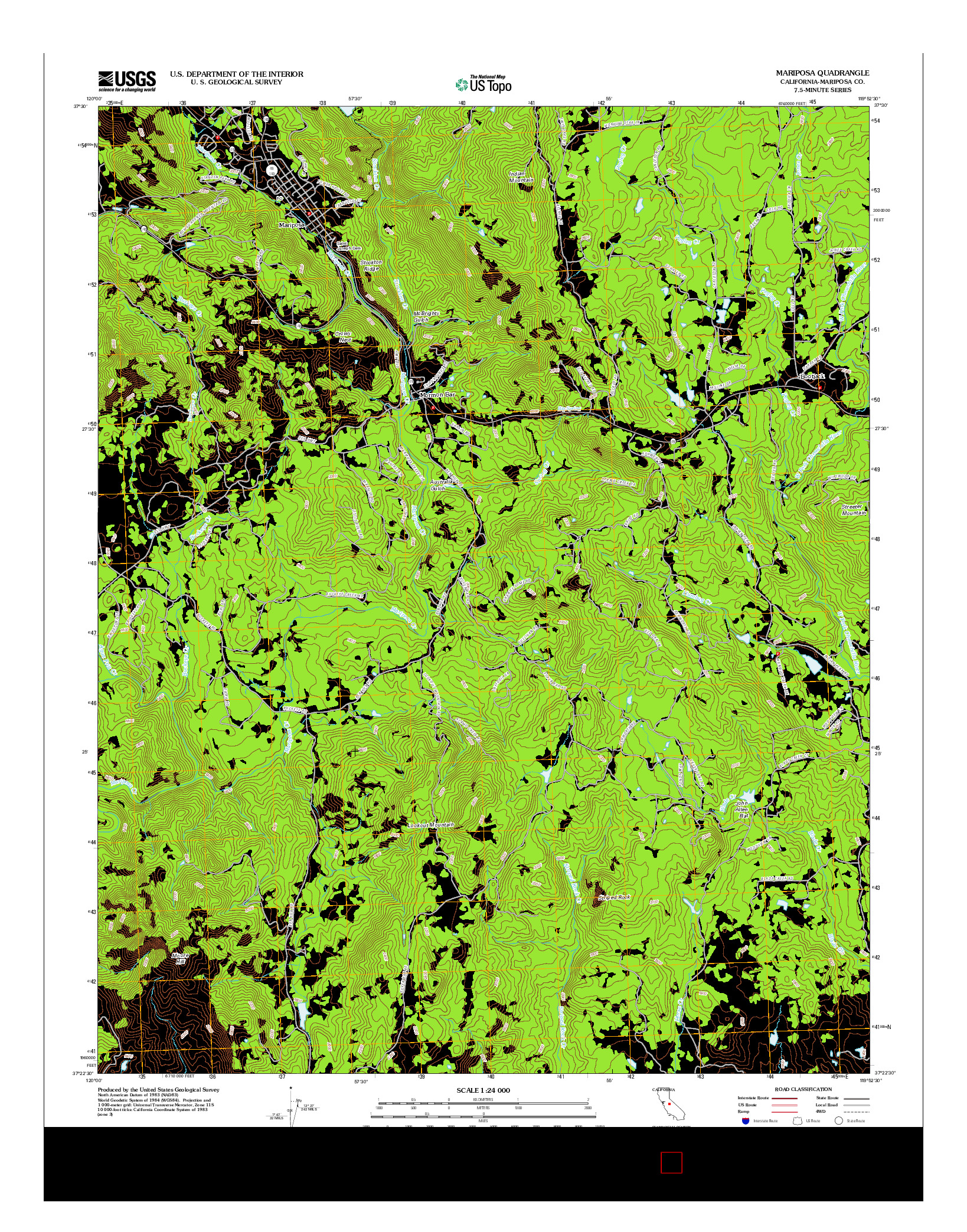 USGS US TOPO 7.5-MINUTE MAP FOR MARIPOSA, CA 2012