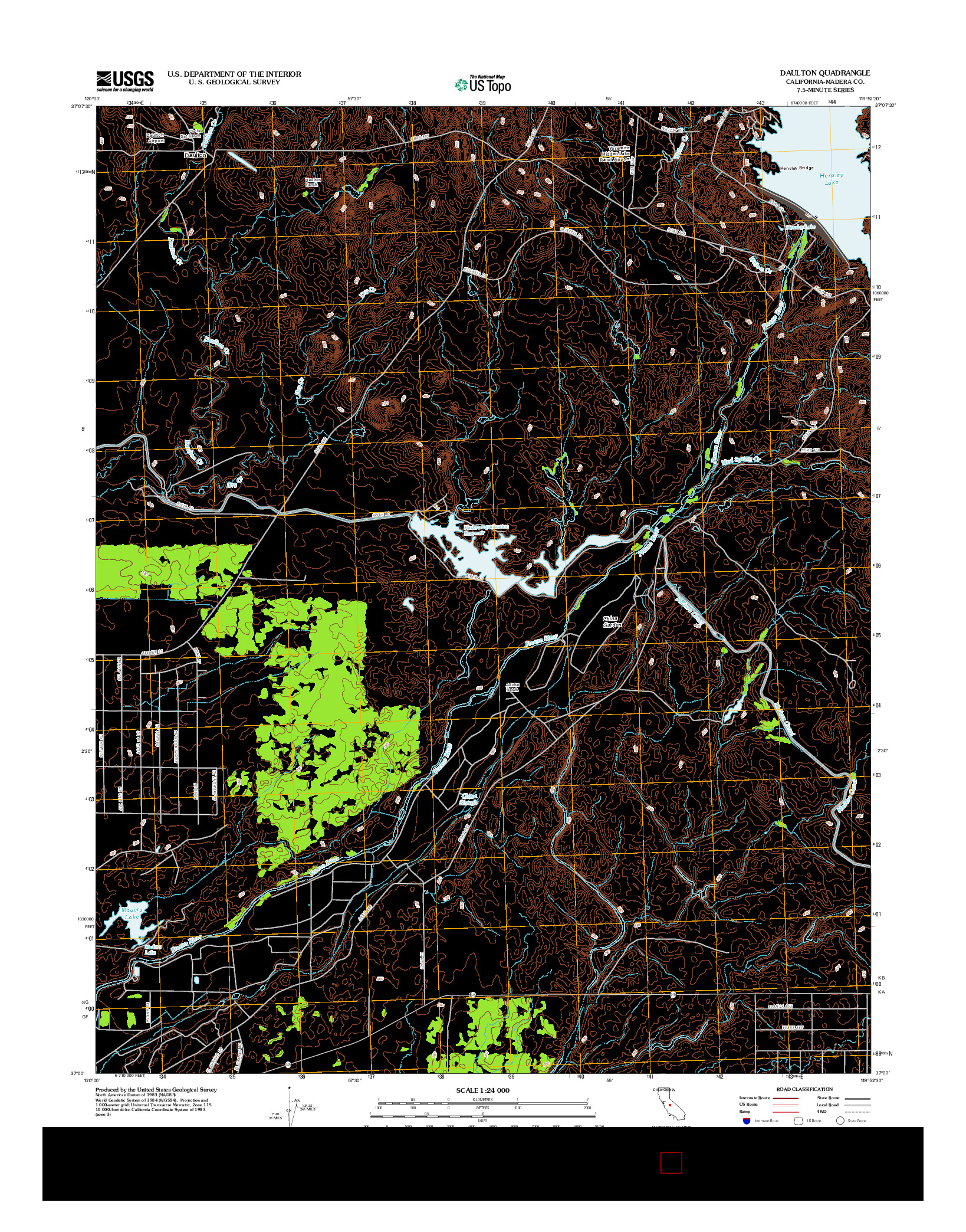 USGS US TOPO 7.5-MINUTE MAP FOR DAULTON, CA 2012