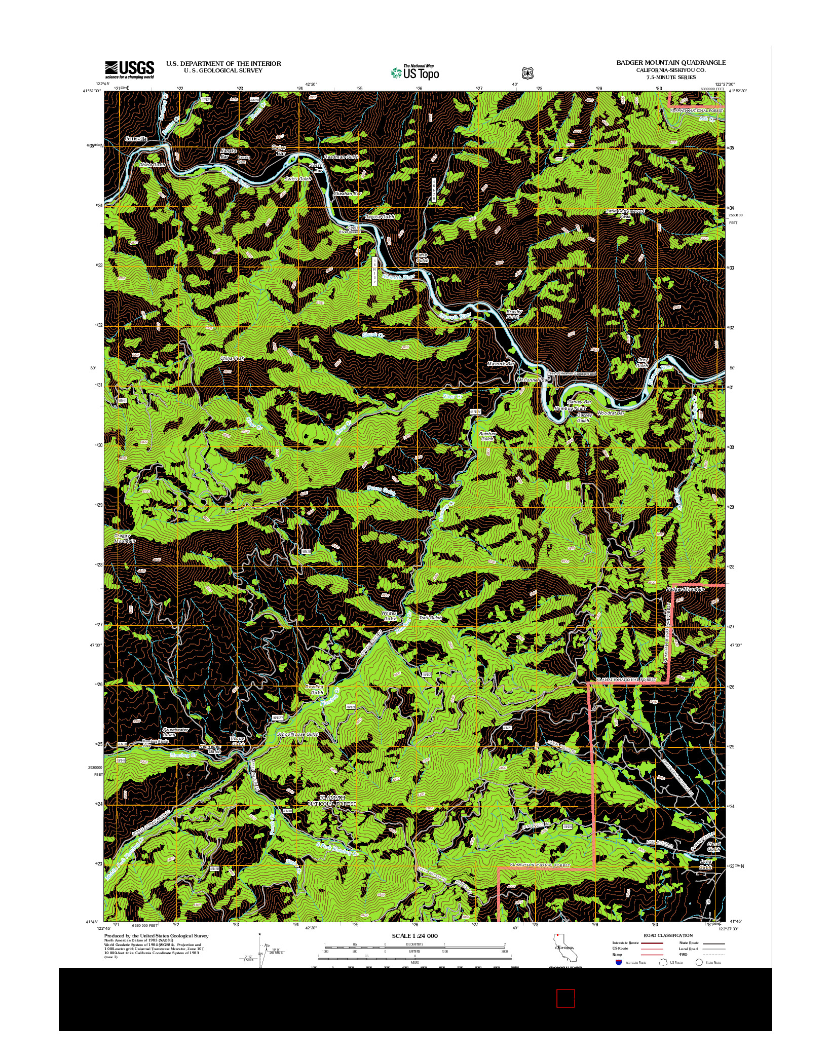 USGS US TOPO 7.5-MINUTE MAP FOR BADGER MOUNTAIN, CA 2012