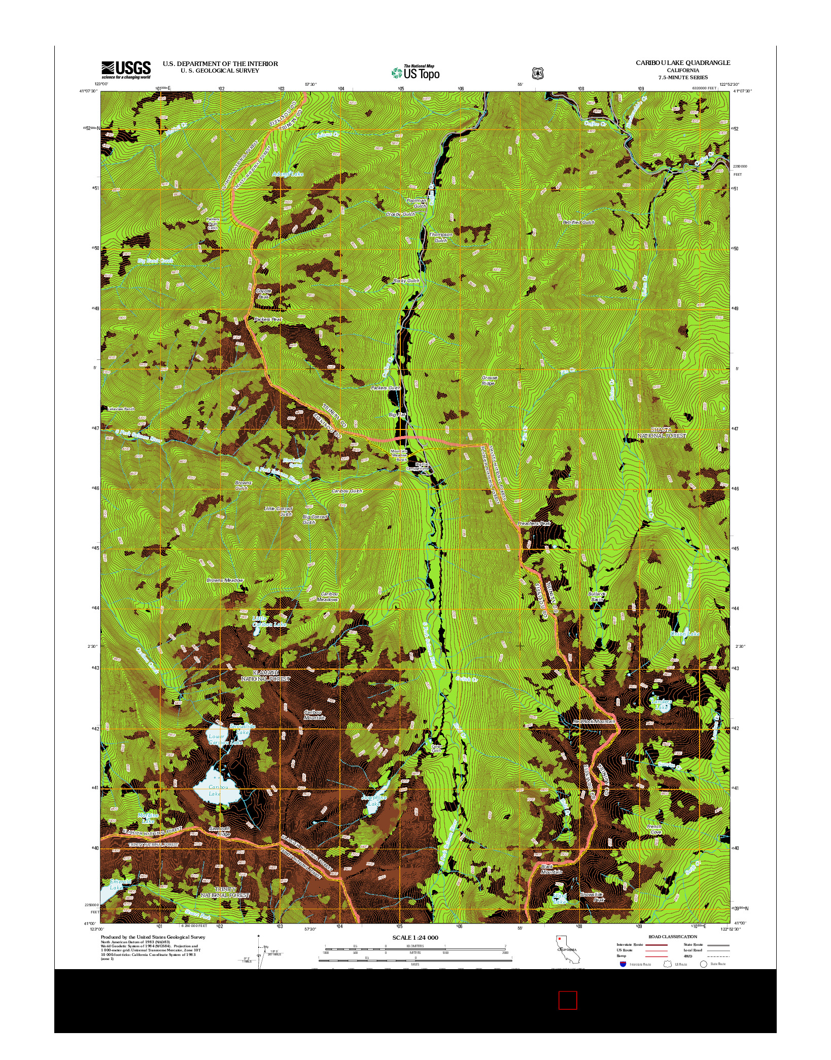 USGS US TOPO 7.5-MINUTE MAP FOR CARIBOU LAKE, CA 2012