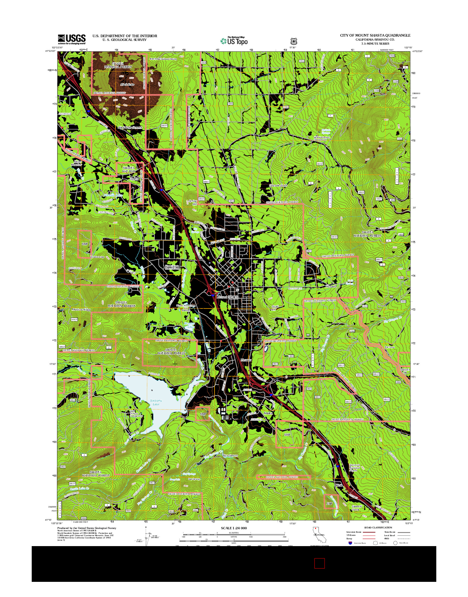 USGS US TOPO 7.5-MINUTE MAP FOR CITY OF MOUNT SHASTA, CA 2012