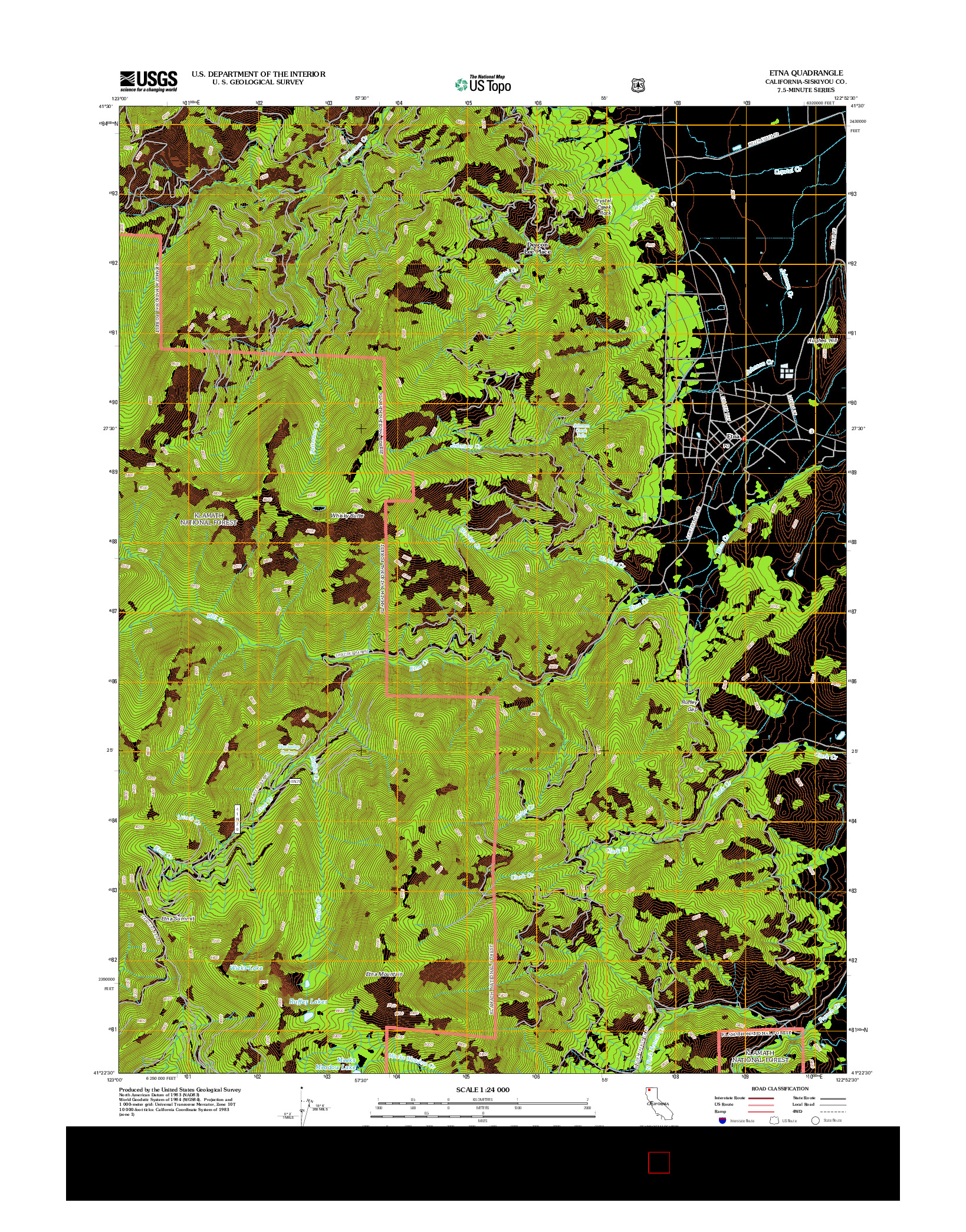 USGS US TOPO 7.5-MINUTE MAP FOR ETNA, CA 2012