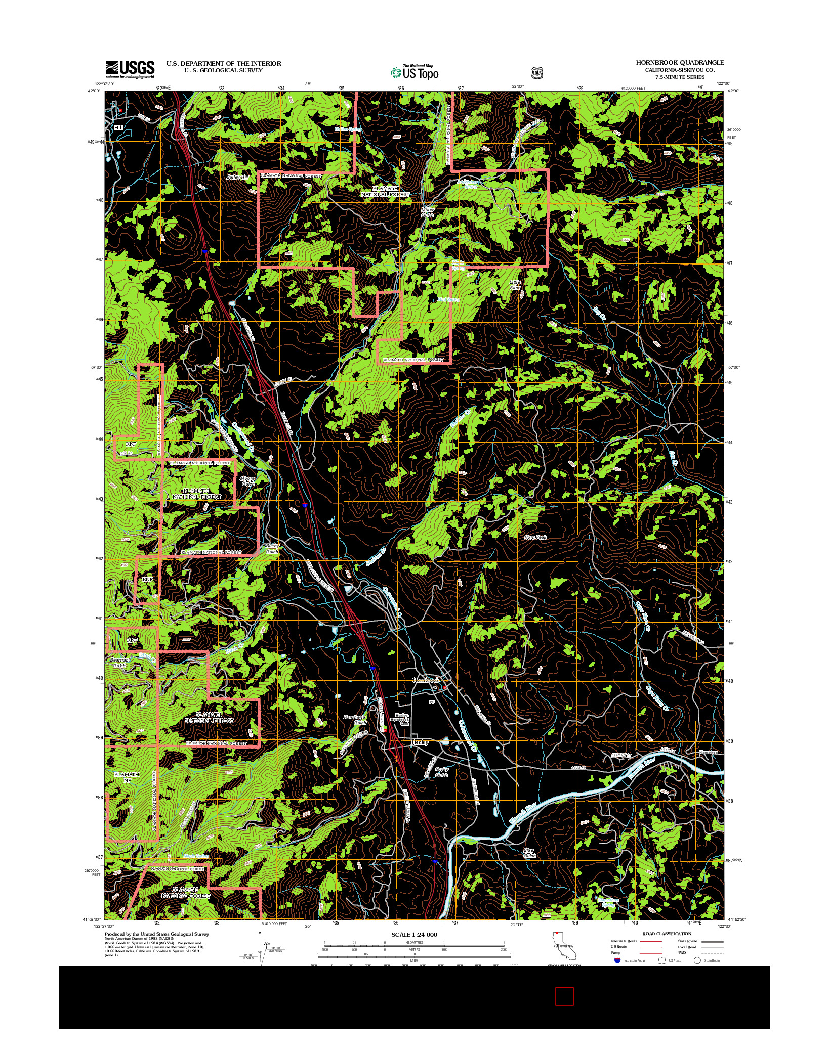 USGS US TOPO 7.5-MINUTE MAP FOR HORNBROOK, CA 2012