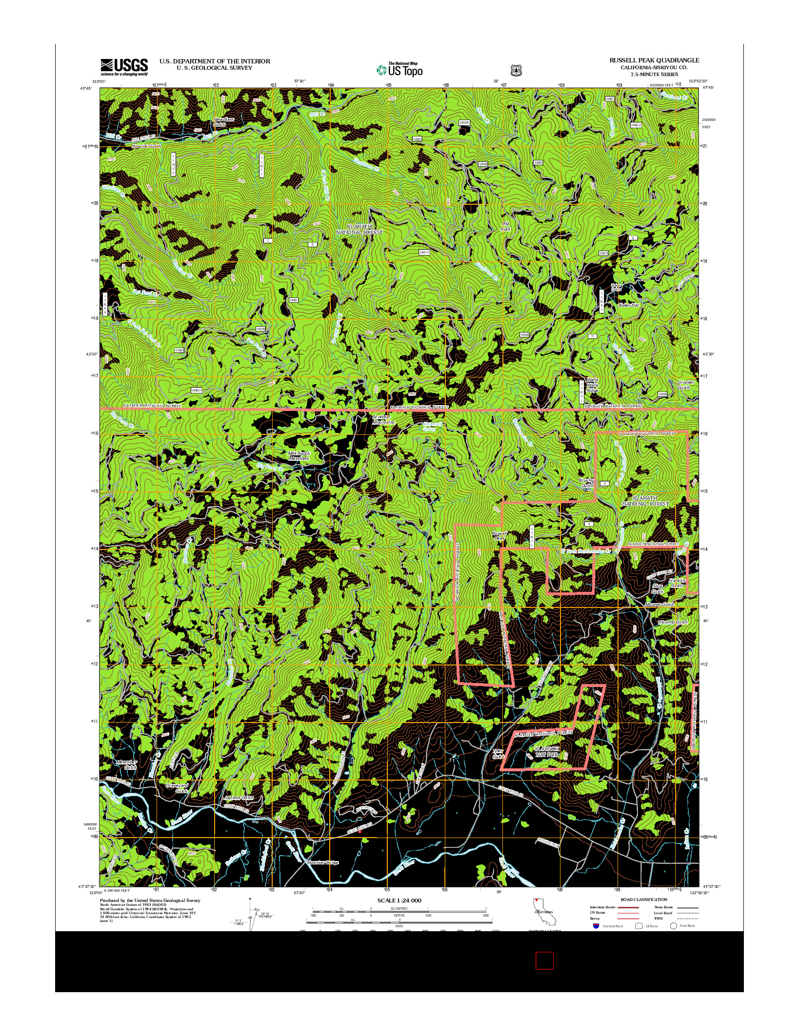 USGS US TOPO 7.5-MINUTE MAP FOR RUSSELL PEAK, CA 2012