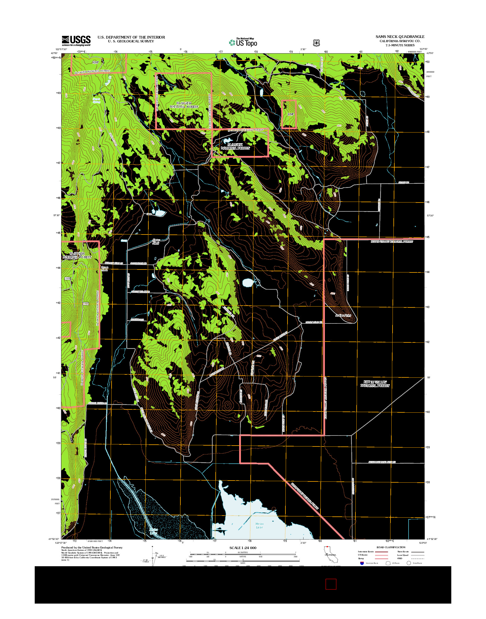 USGS US TOPO 7.5-MINUTE MAP FOR SAMS NECK, CA 2012