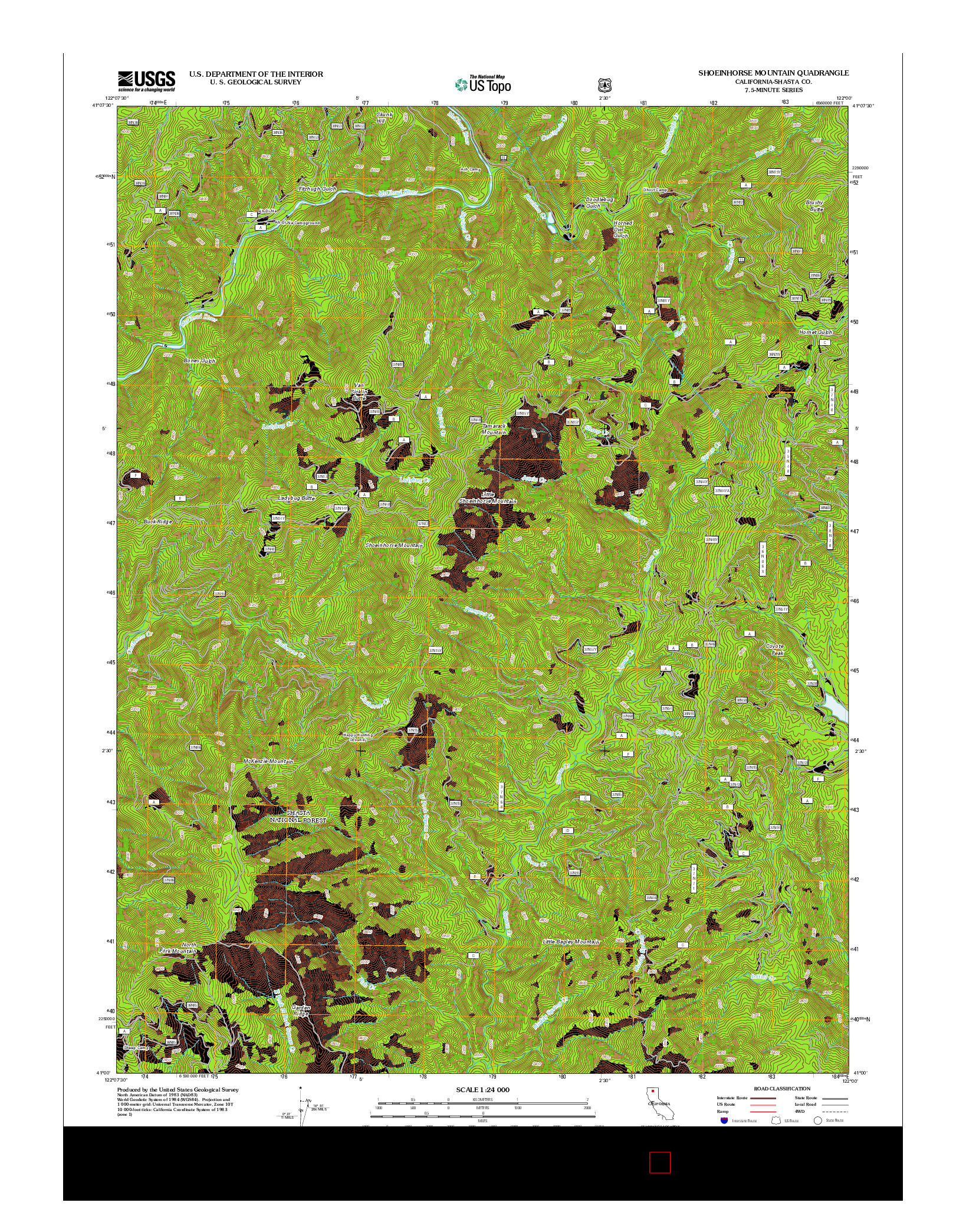 USGS US TOPO 7.5-MINUTE MAP FOR SHOEINHORSE MOUNTAIN, CA 2012