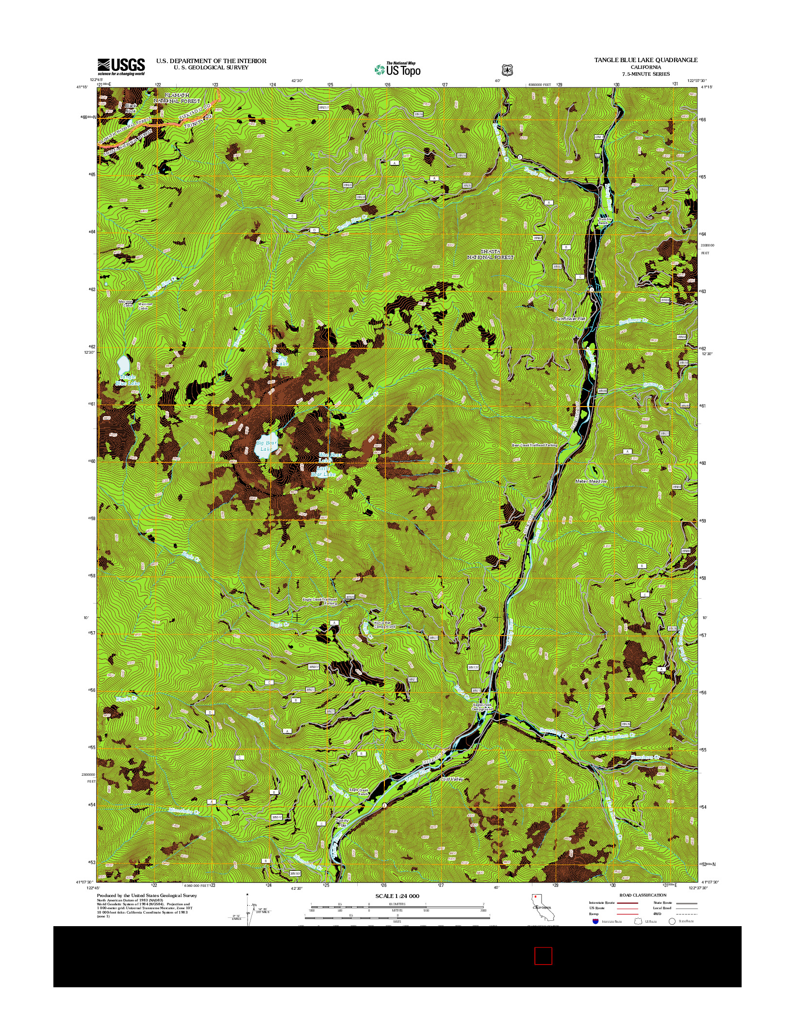 USGS US TOPO 7.5-MINUTE MAP FOR TANGLE BLUE LAKE, CA 2012