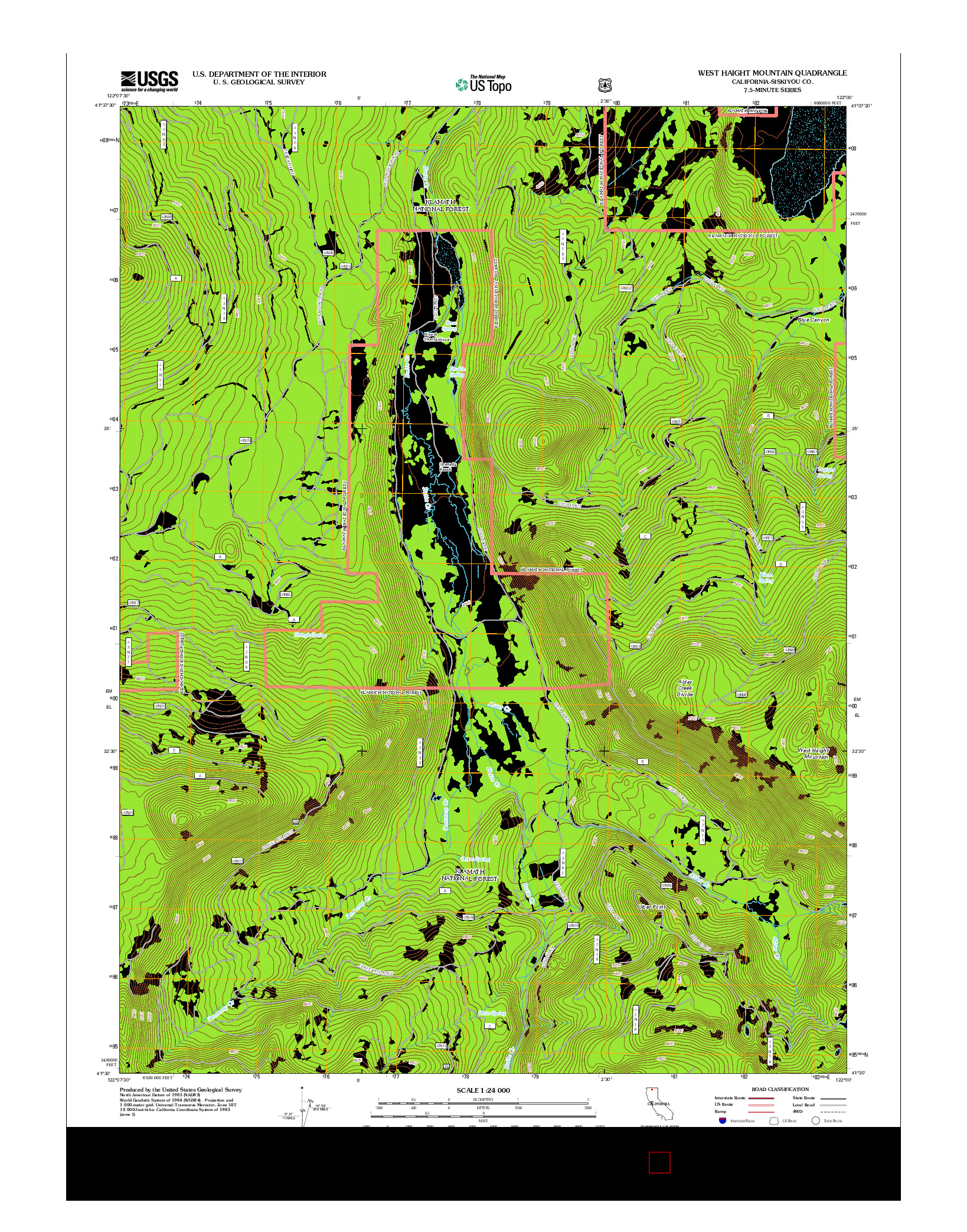 USGS US TOPO 7.5-MINUTE MAP FOR WEST HAIGHT MOUNTAIN, CA 2012