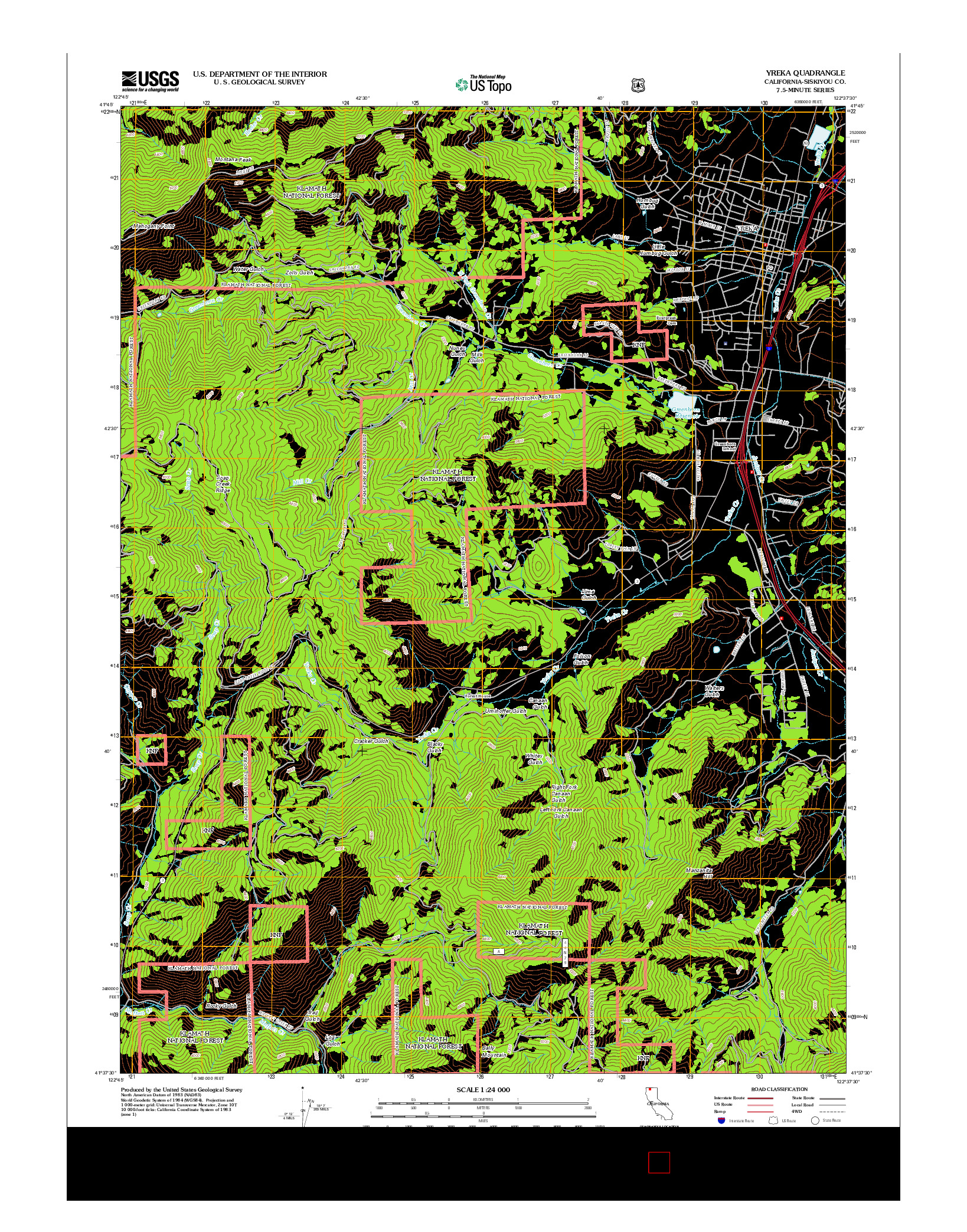 USGS US TOPO 7.5-MINUTE MAP FOR YREKA, CA 2012