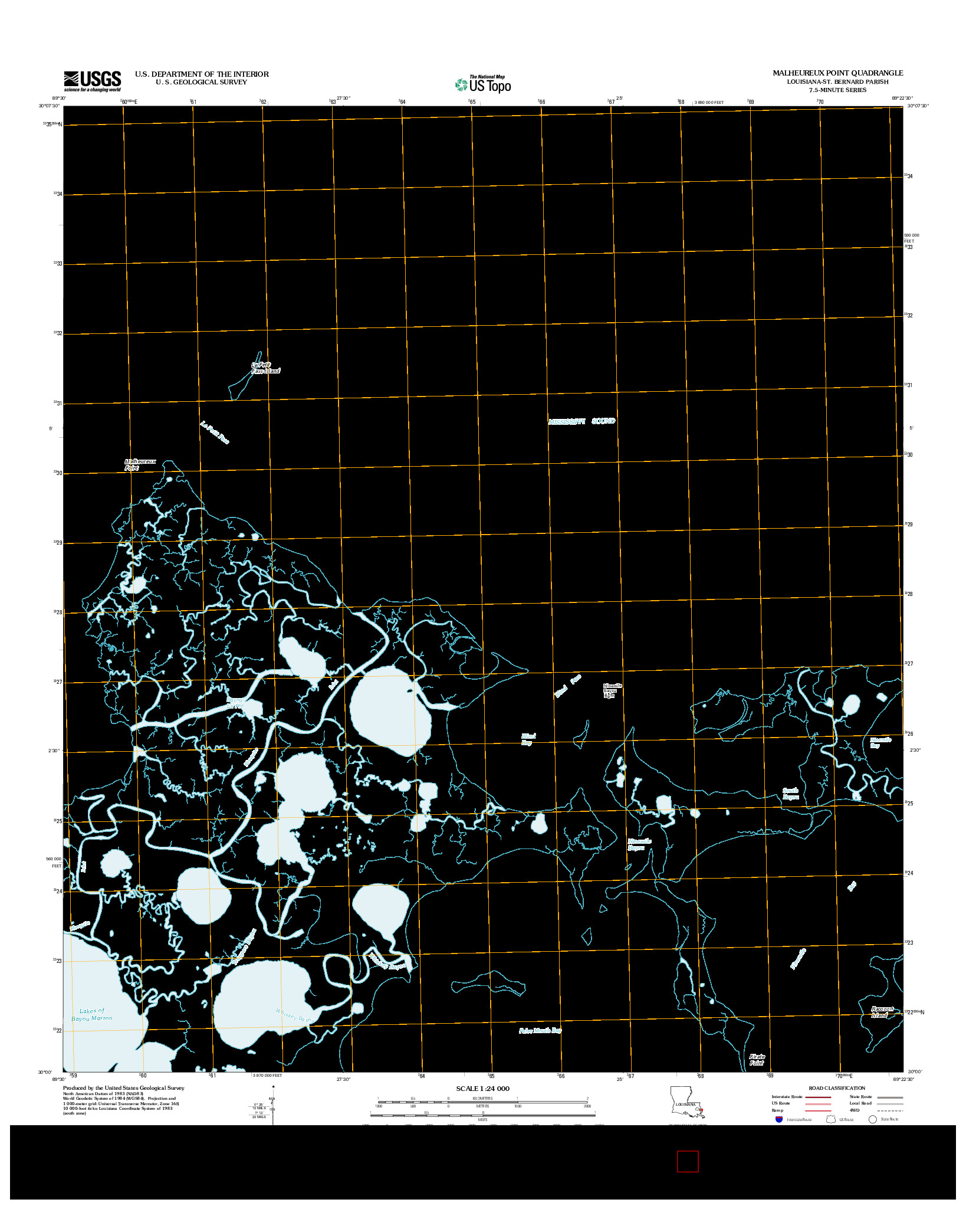 USGS US TOPO 7.5-MINUTE MAP FOR MALHEUREUX POINT, LA 2012