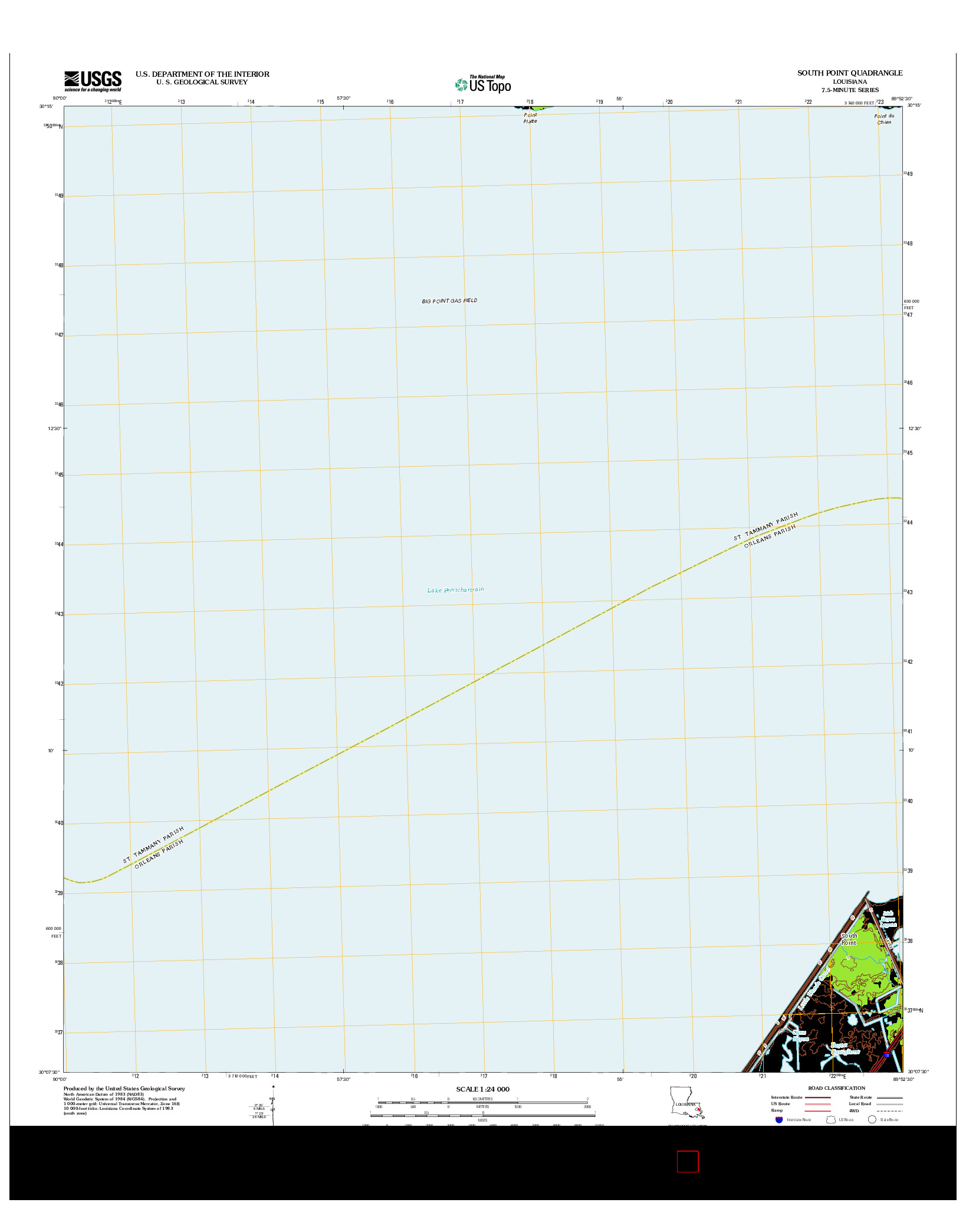 USGS US TOPO 7.5-MINUTE MAP FOR SOUTH POINT, LA 2012