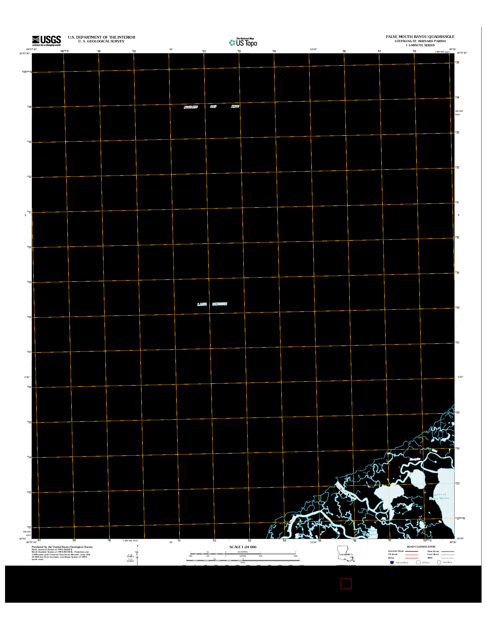 USGS US TOPO 7.5-MINUTE MAP FOR FALSE MOUTH BAYOU, LA 2012