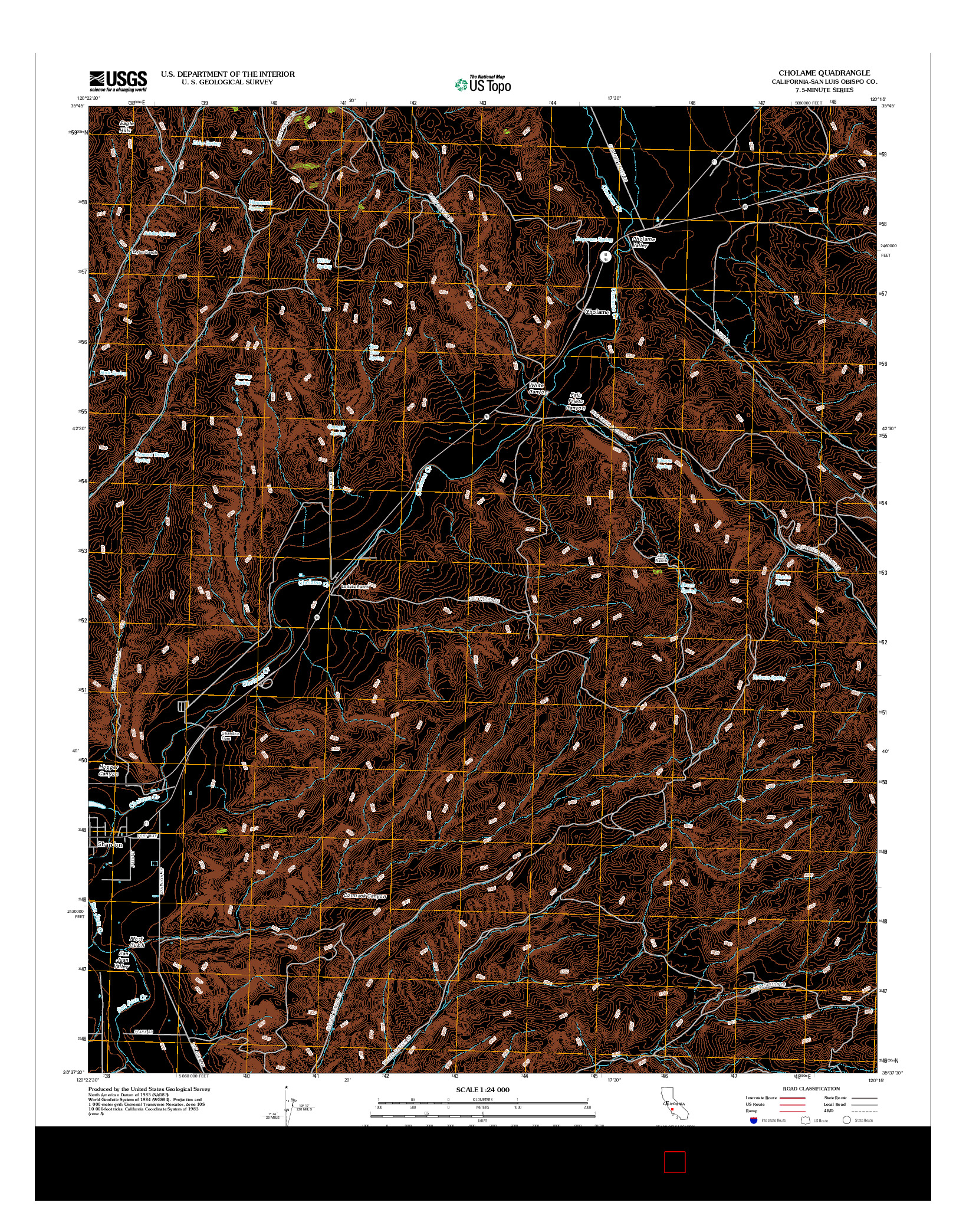 USGS US TOPO 7.5-MINUTE MAP FOR CHOLAME, CA 2012