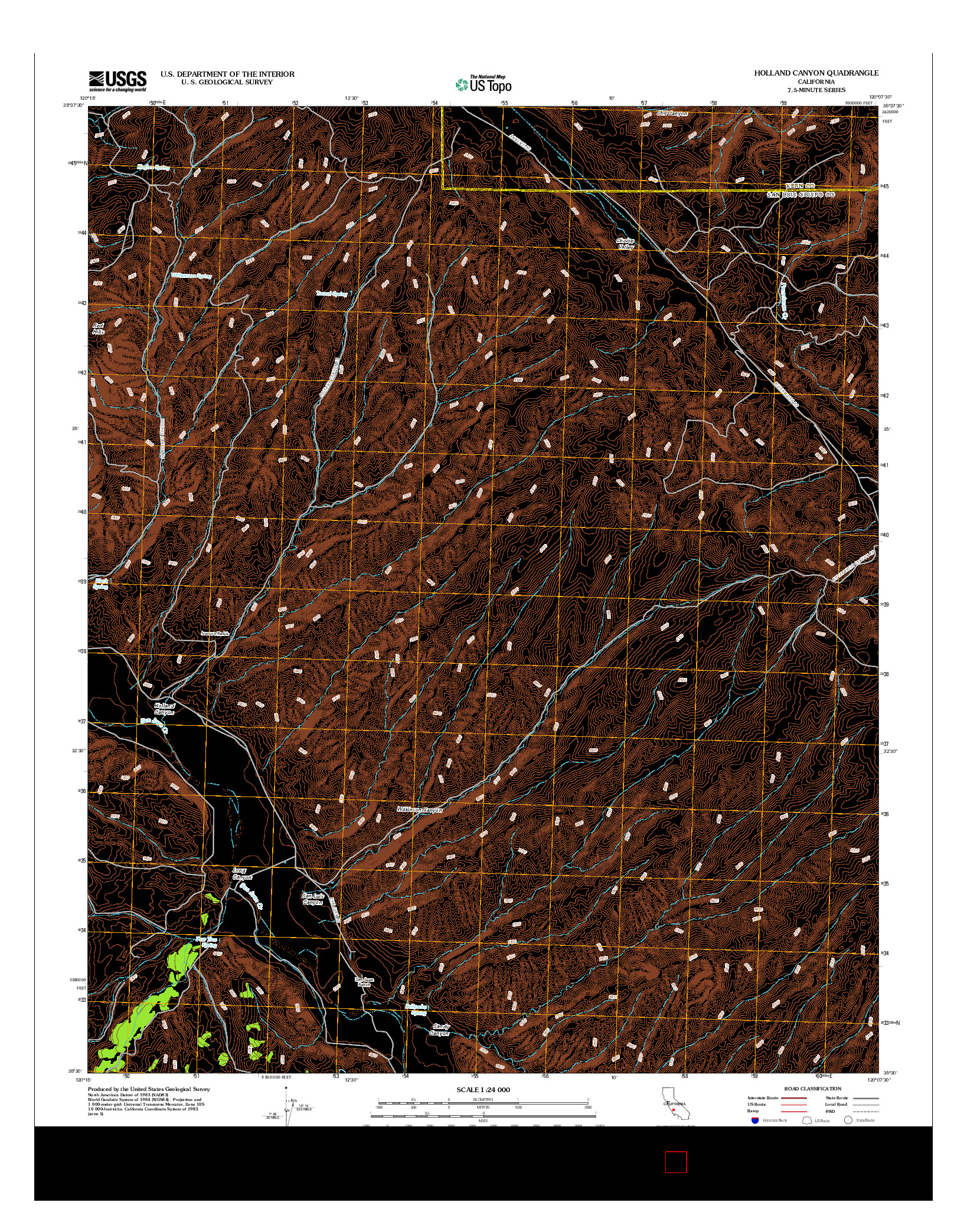 USGS US TOPO 7.5-MINUTE MAP FOR HOLLAND CANYON, CA 2012