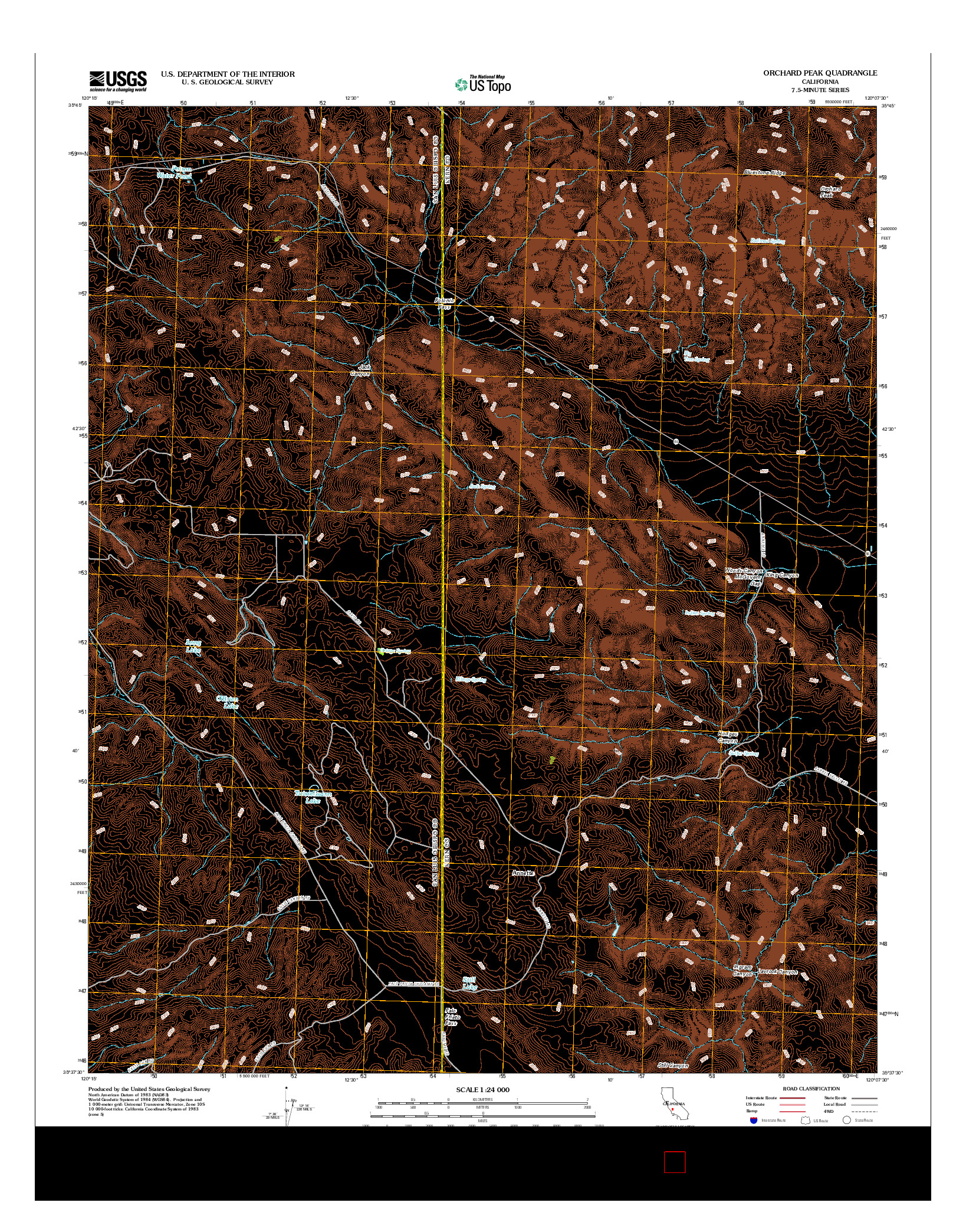 USGS US TOPO 7.5-MINUTE MAP FOR ORCHARD PEAK, CA 2012