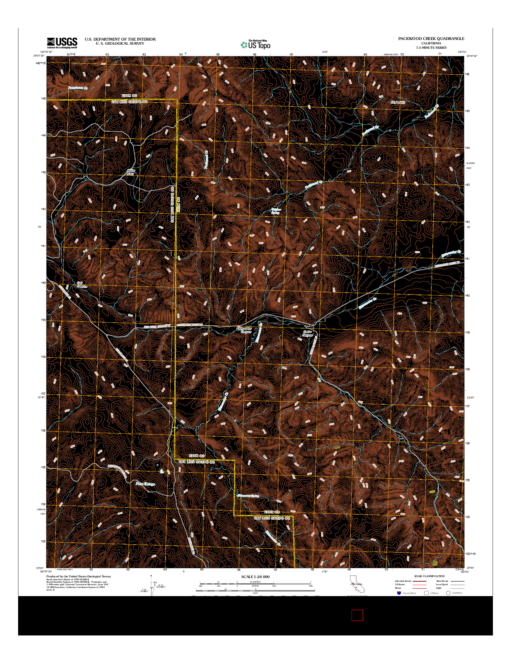 USGS US TOPO 7.5-MINUTE MAP FOR PACKWOOD CREEK, CA 2012