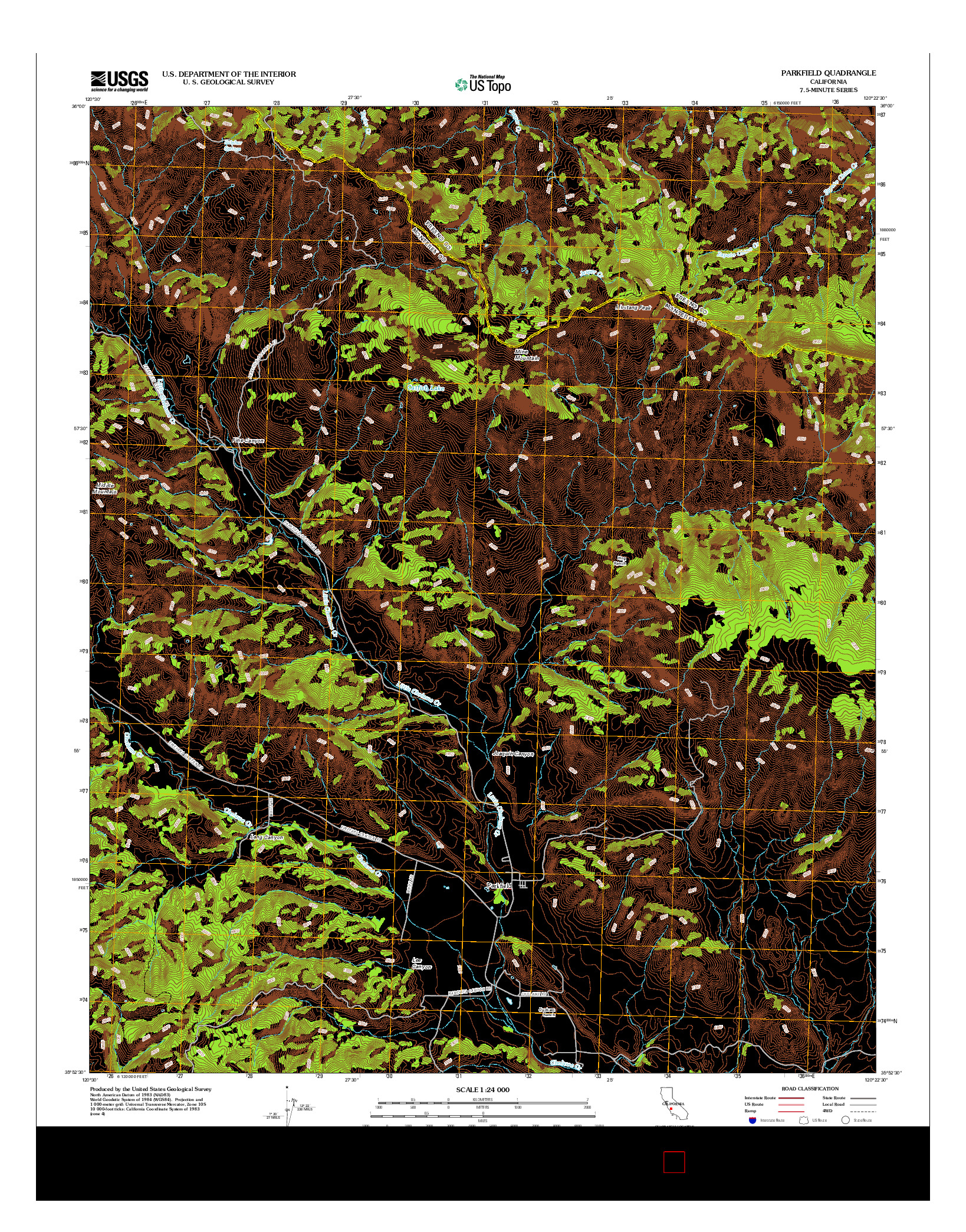 USGS US TOPO 7.5-MINUTE MAP FOR PARKFIELD, CA 2012