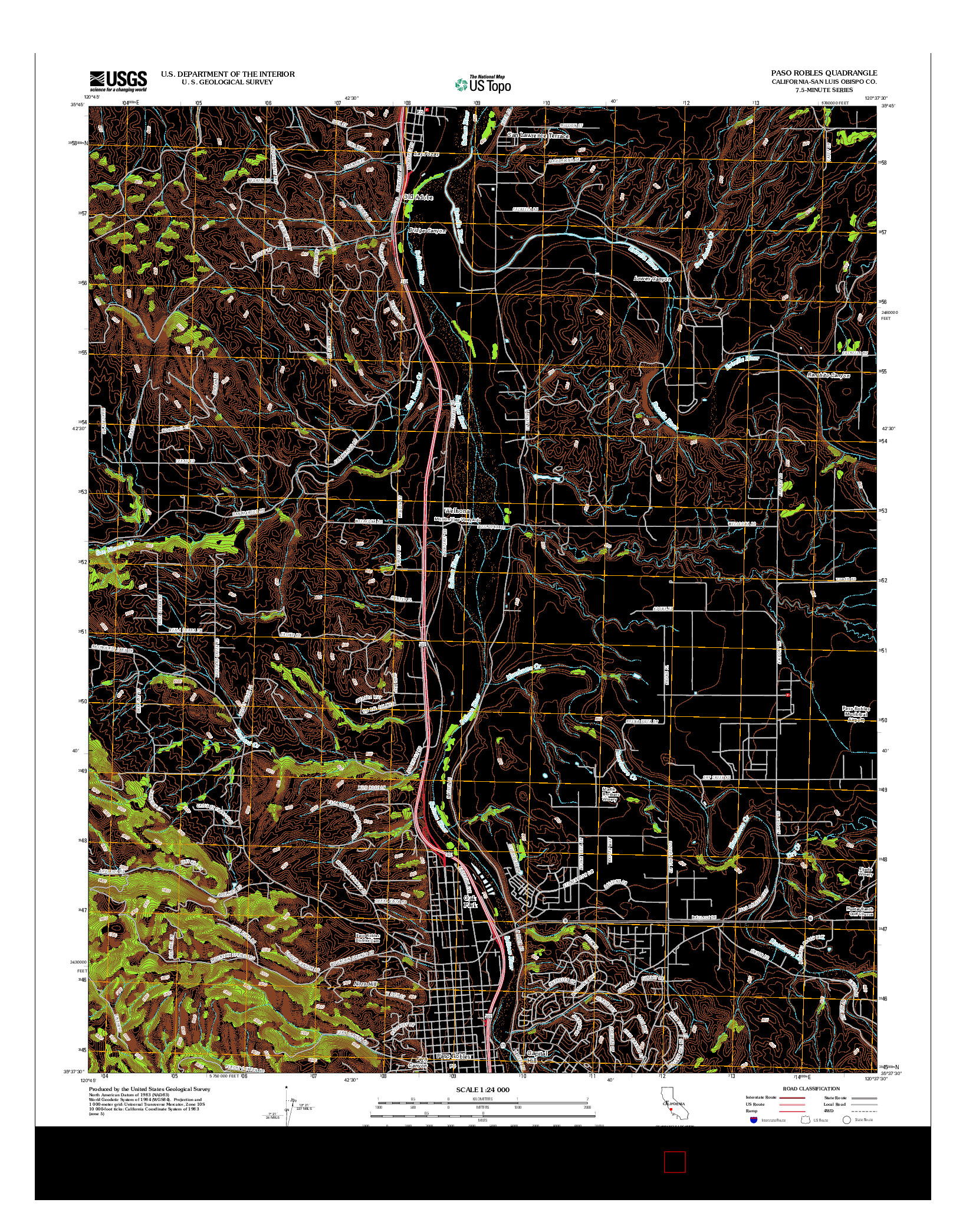 USGS US TOPO 7.5-MINUTE MAP FOR PASO ROBLES, CA 2012