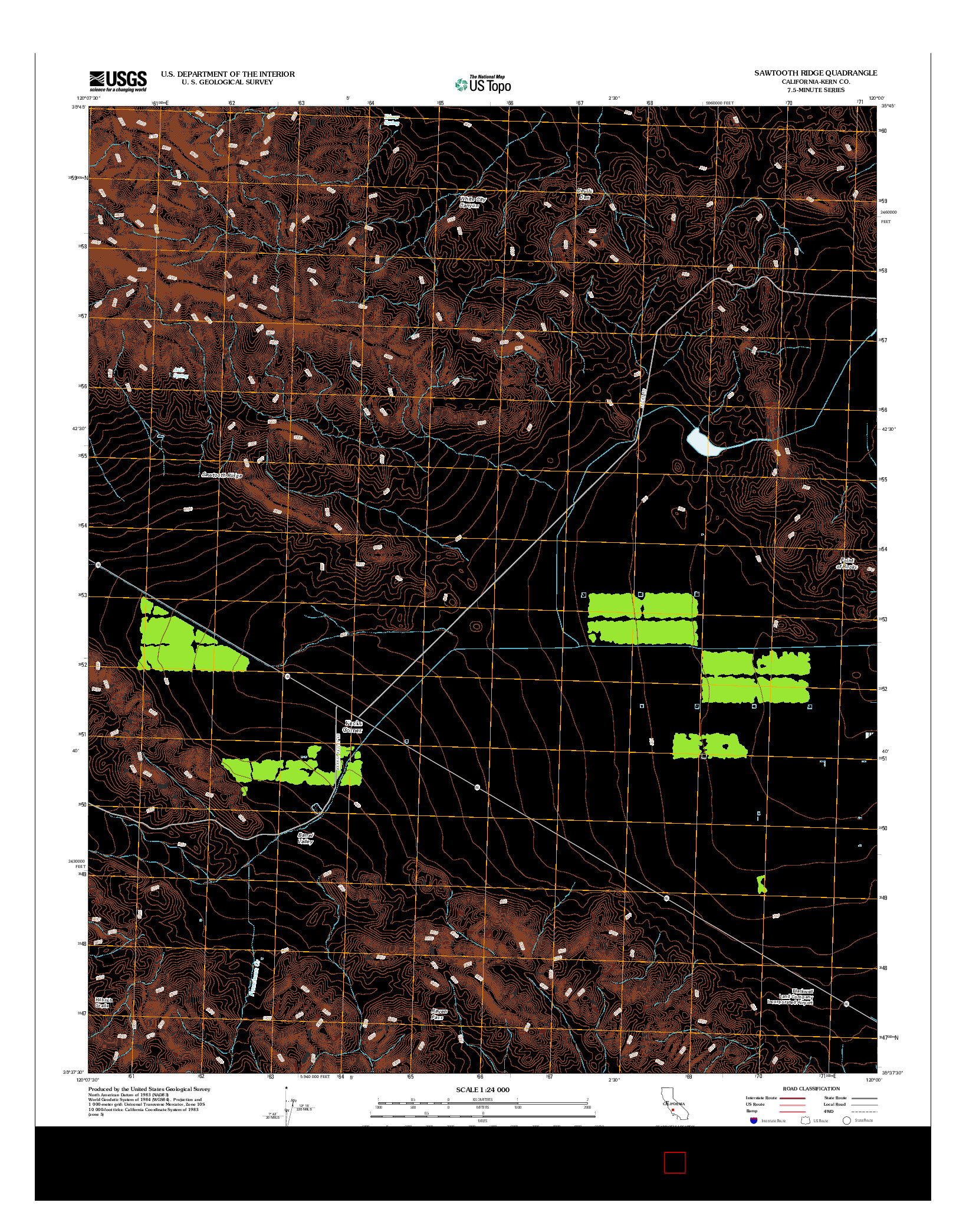 USGS US TOPO 7.5-MINUTE MAP FOR SAWTOOTH RIDGE, CA 2012