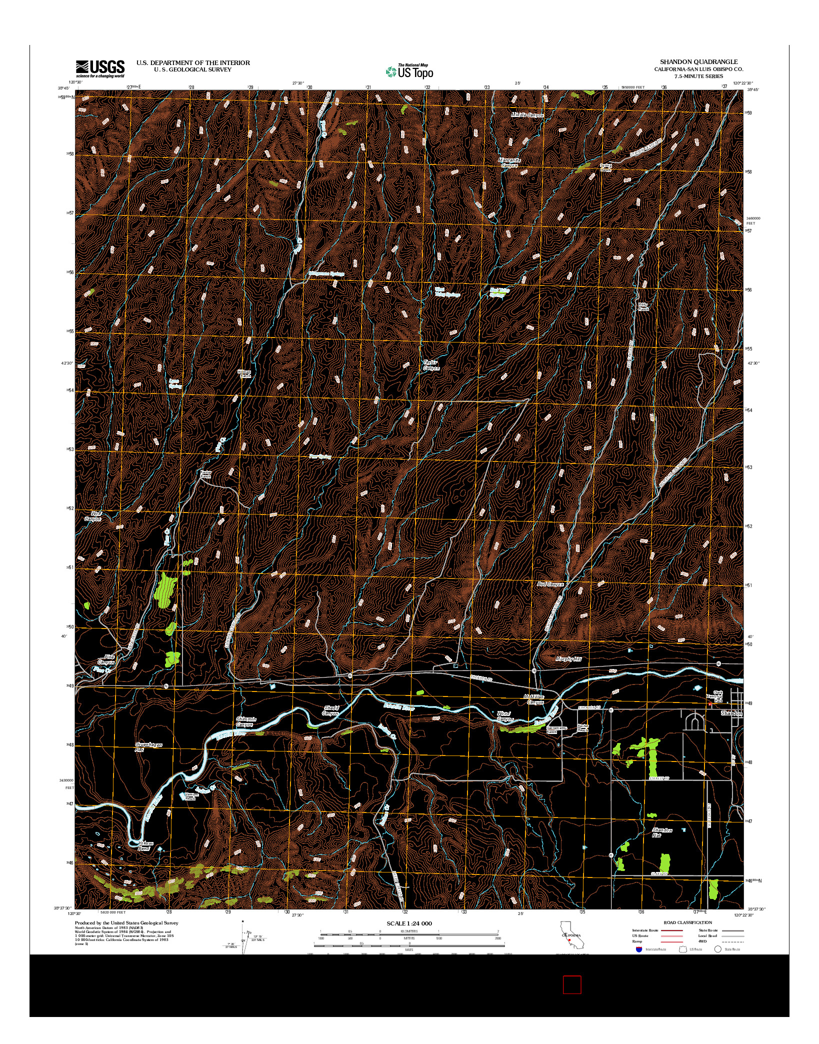 USGS US TOPO 7.5-MINUTE MAP FOR SHANDON, CA 2012