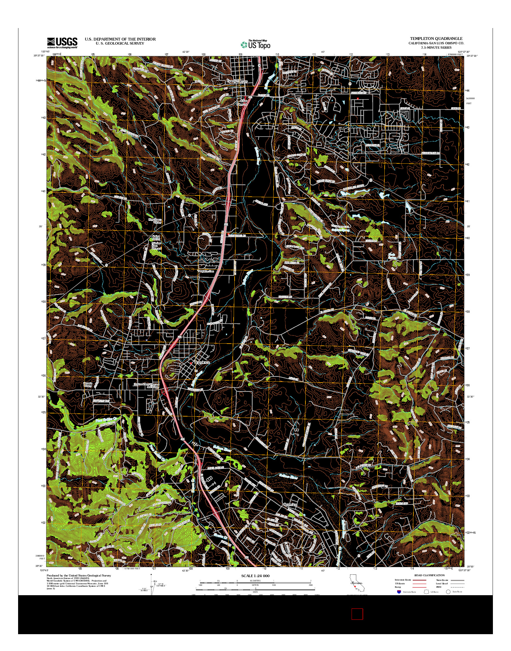 USGS US TOPO 7.5-MINUTE MAP FOR TEMPLETON, CA 2012