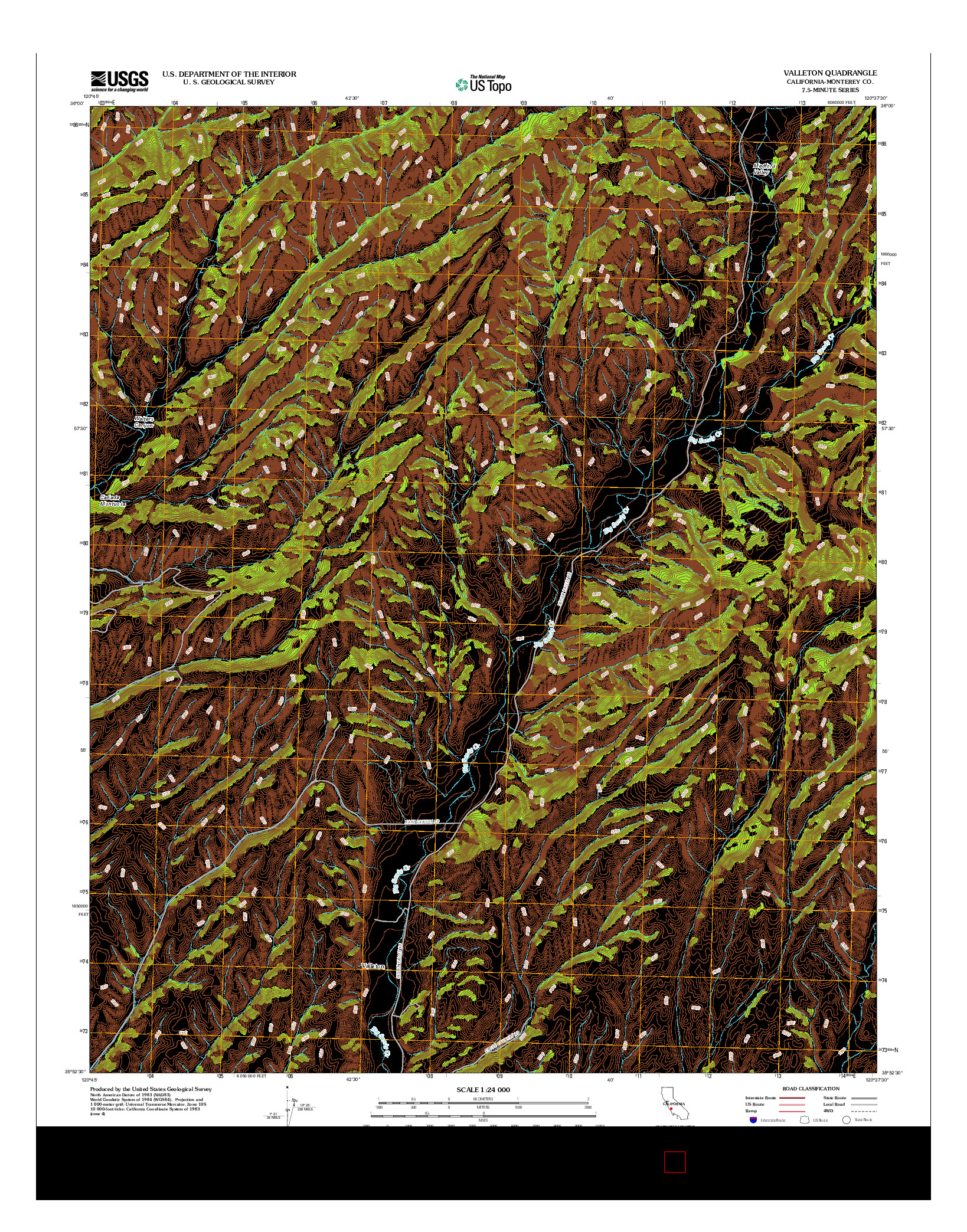 USGS US TOPO 7.5-MINUTE MAP FOR VALLETON, CA 2012