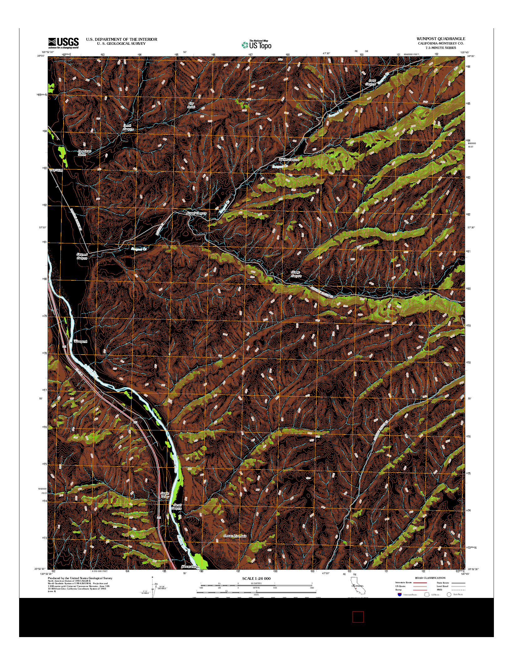 USGS US TOPO 7.5-MINUTE MAP FOR WUNPOST, CA 2012