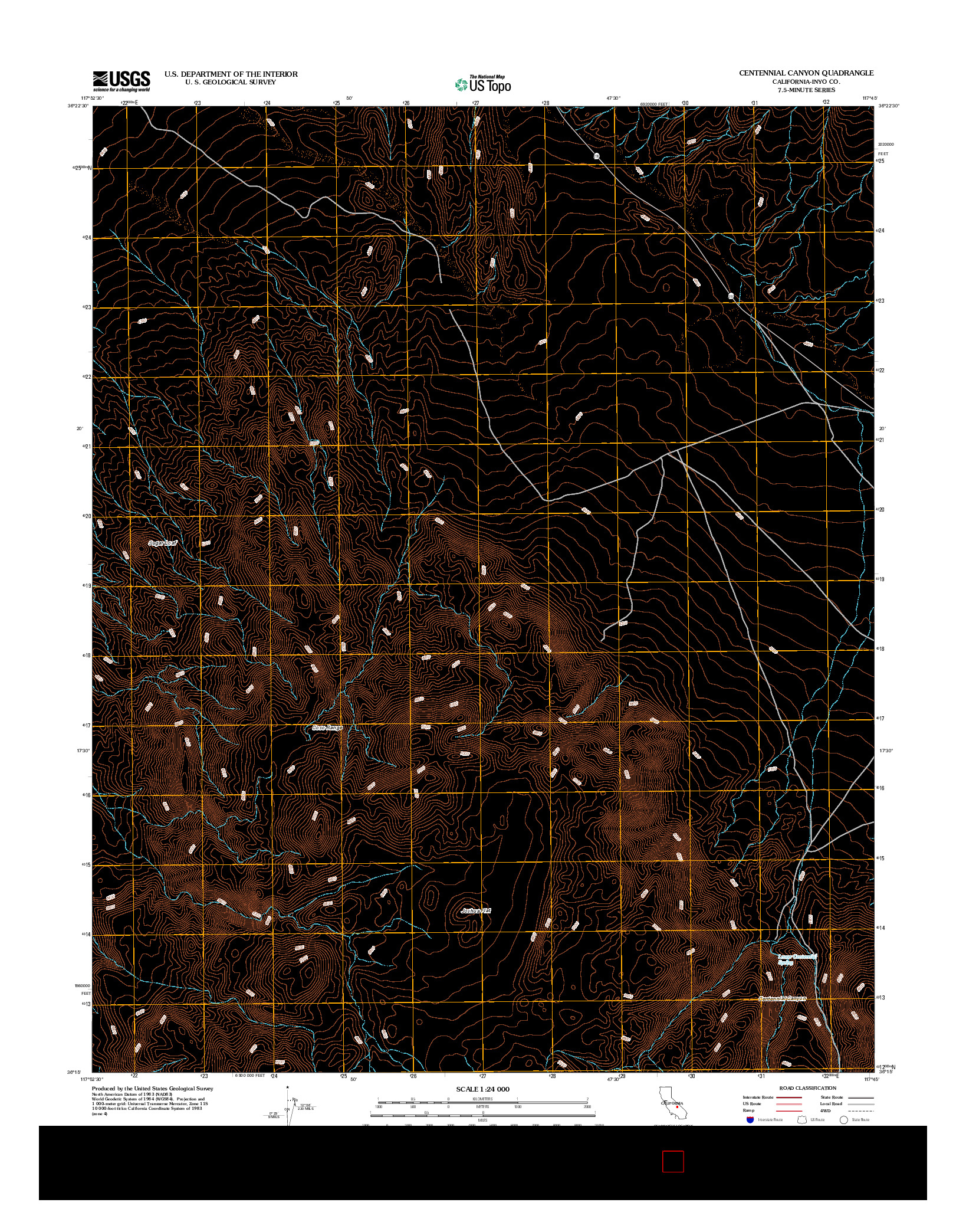 USGS US TOPO 7.5-MINUTE MAP FOR CENTENNIAL CANYON, CA 2012