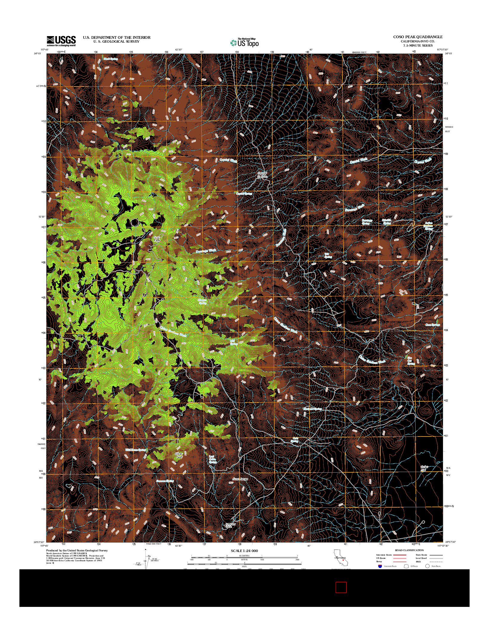 USGS US TOPO 7.5-MINUTE MAP FOR COSO PEAK, CA 2012