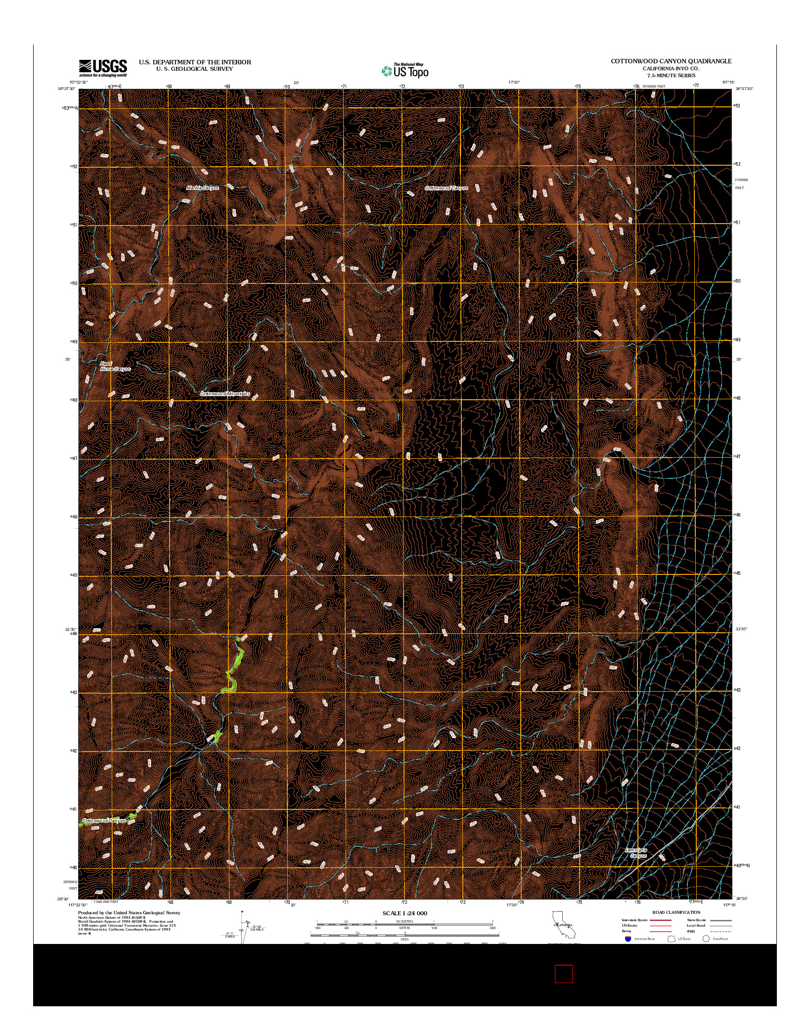 USGS US TOPO 7.5-MINUTE MAP FOR COTTONWOOD CANYON, CA 2012