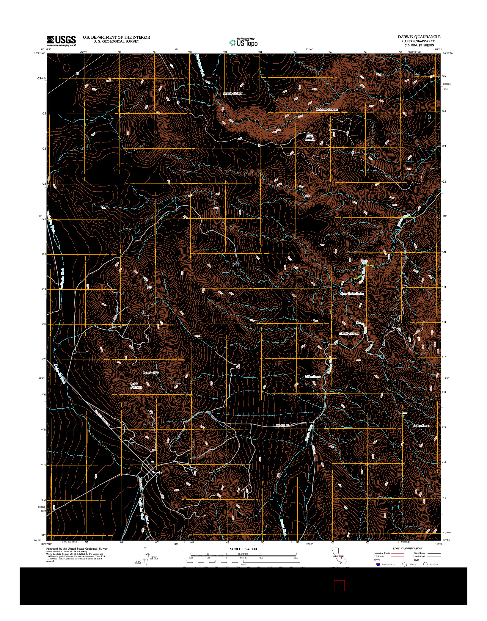 USGS US TOPO 7.5-MINUTE MAP FOR DARWIN, CA 2012