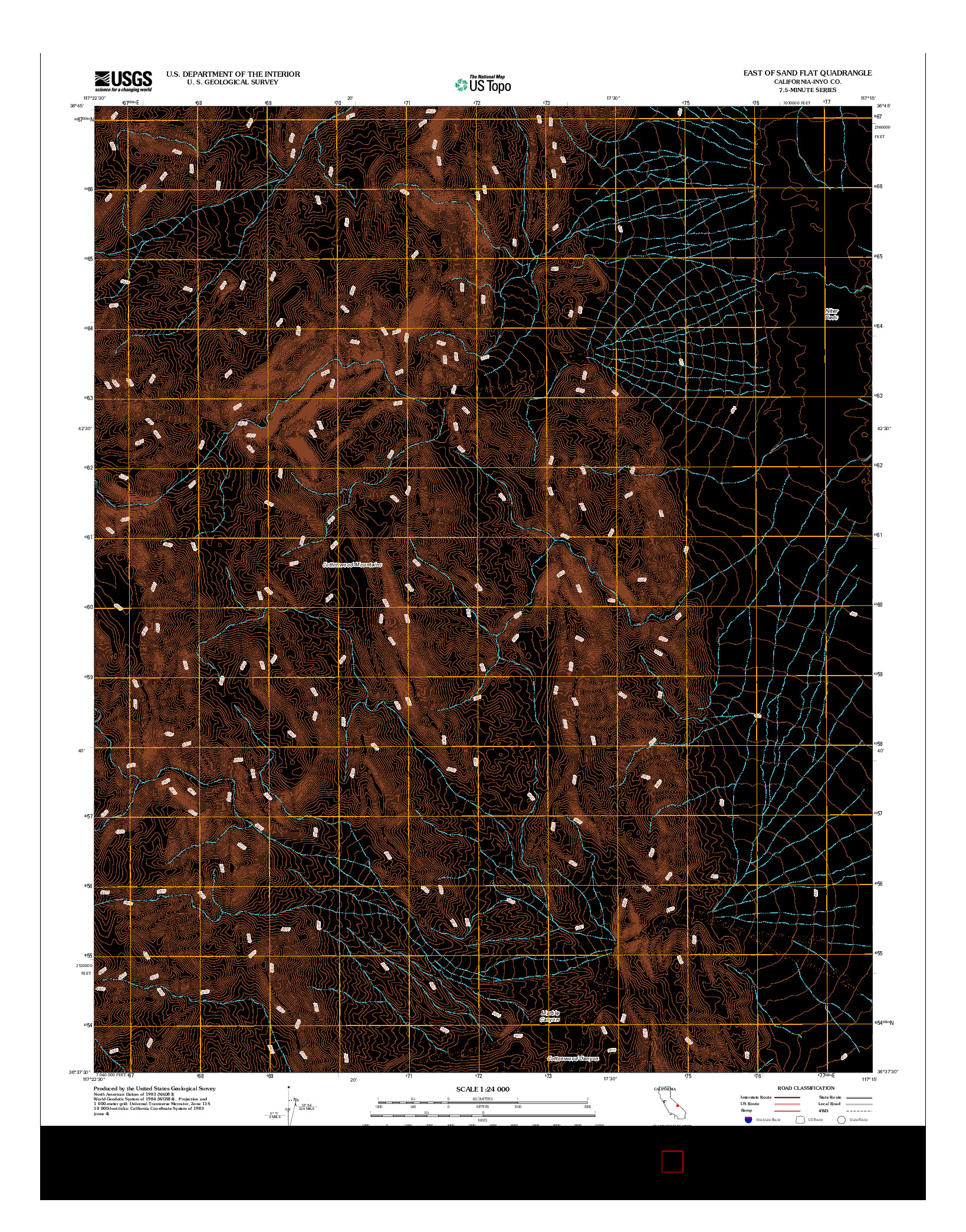 USGS US TOPO 7.5-MINUTE MAP FOR EAST OF SAND FLAT, CA 2012