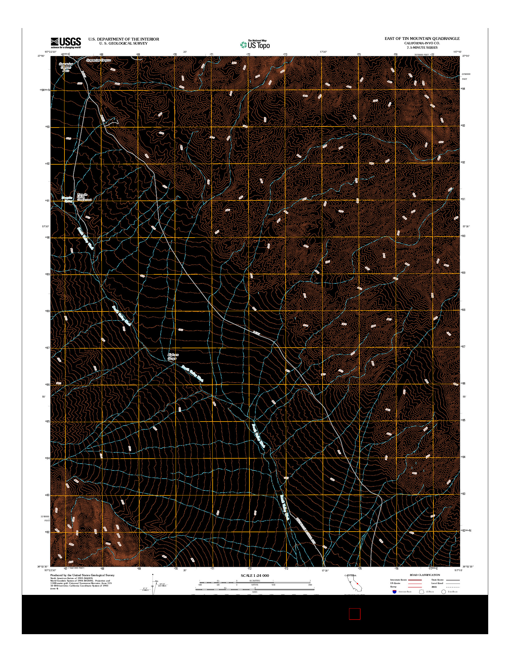 USGS US TOPO 7.5-MINUTE MAP FOR EAST OF TIN MOUNTAIN, CA 2012