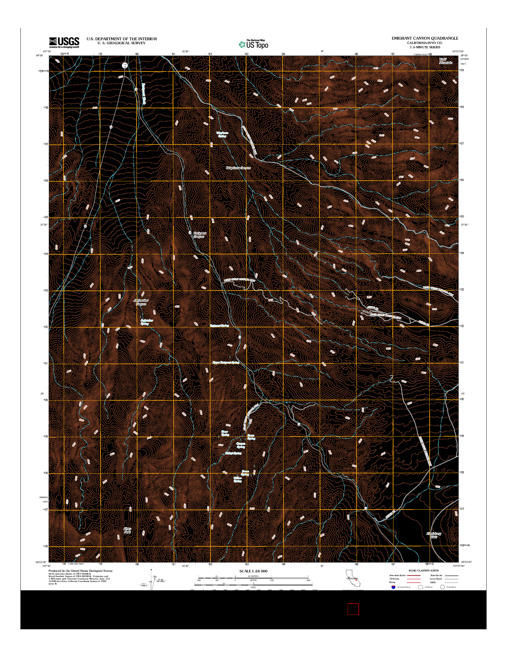 USGS US TOPO 7.5-MINUTE MAP FOR EMIGRANT CANYON, CA 2012