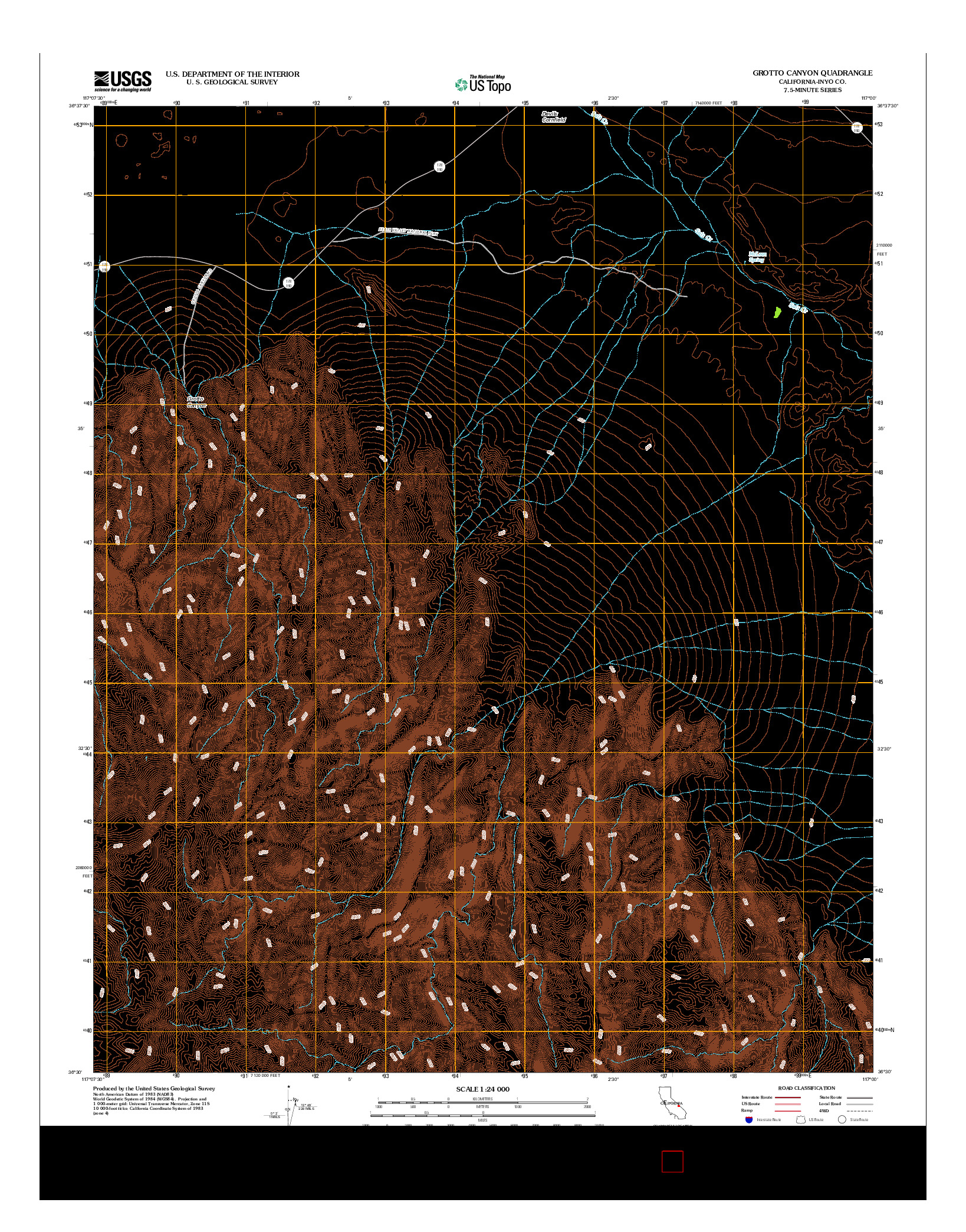 USGS US TOPO 7.5-MINUTE MAP FOR GROTTO CANYON, CA 2012