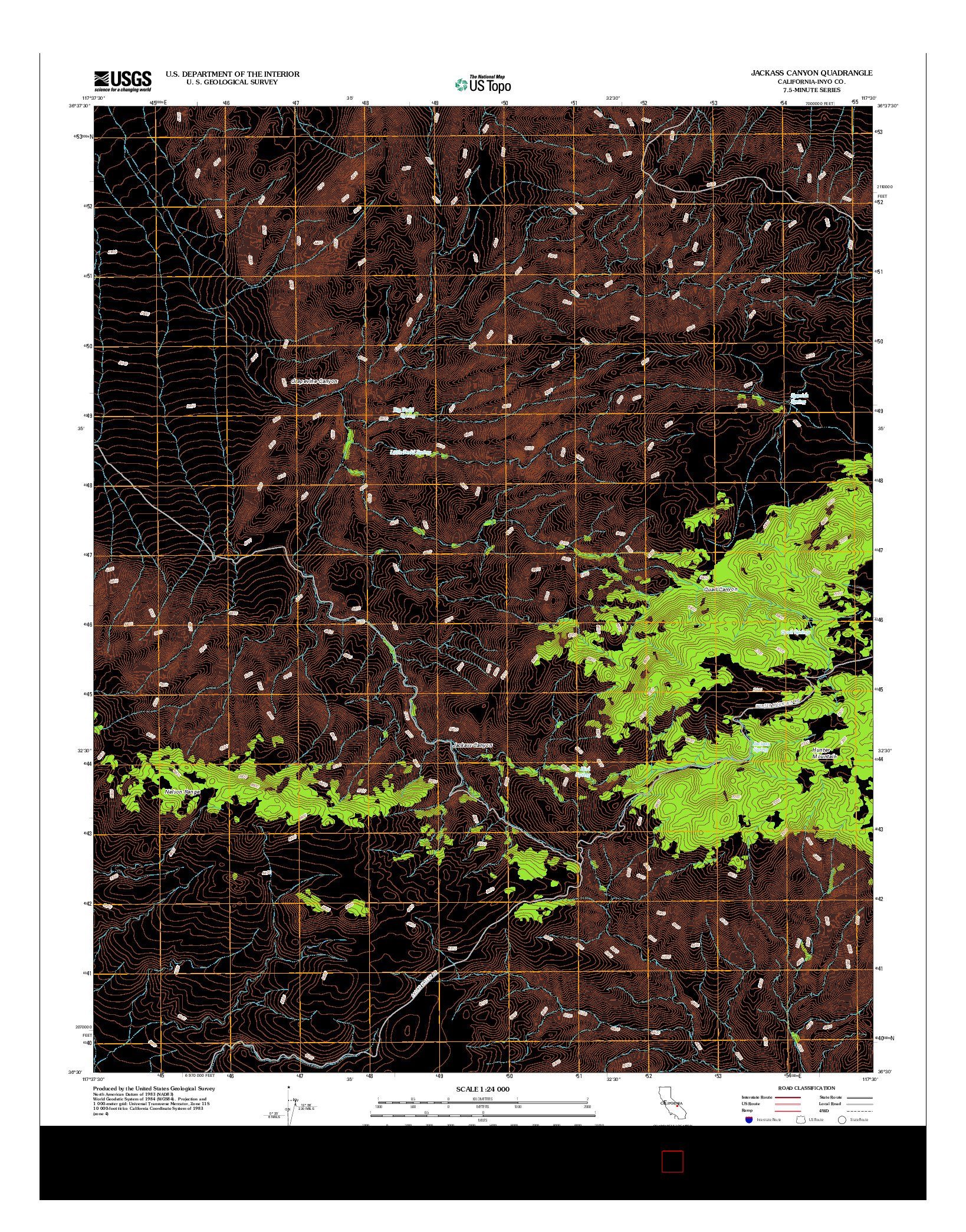 USGS US TOPO 7.5-MINUTE MAP FOR JACKASS CANYON, CA 2012