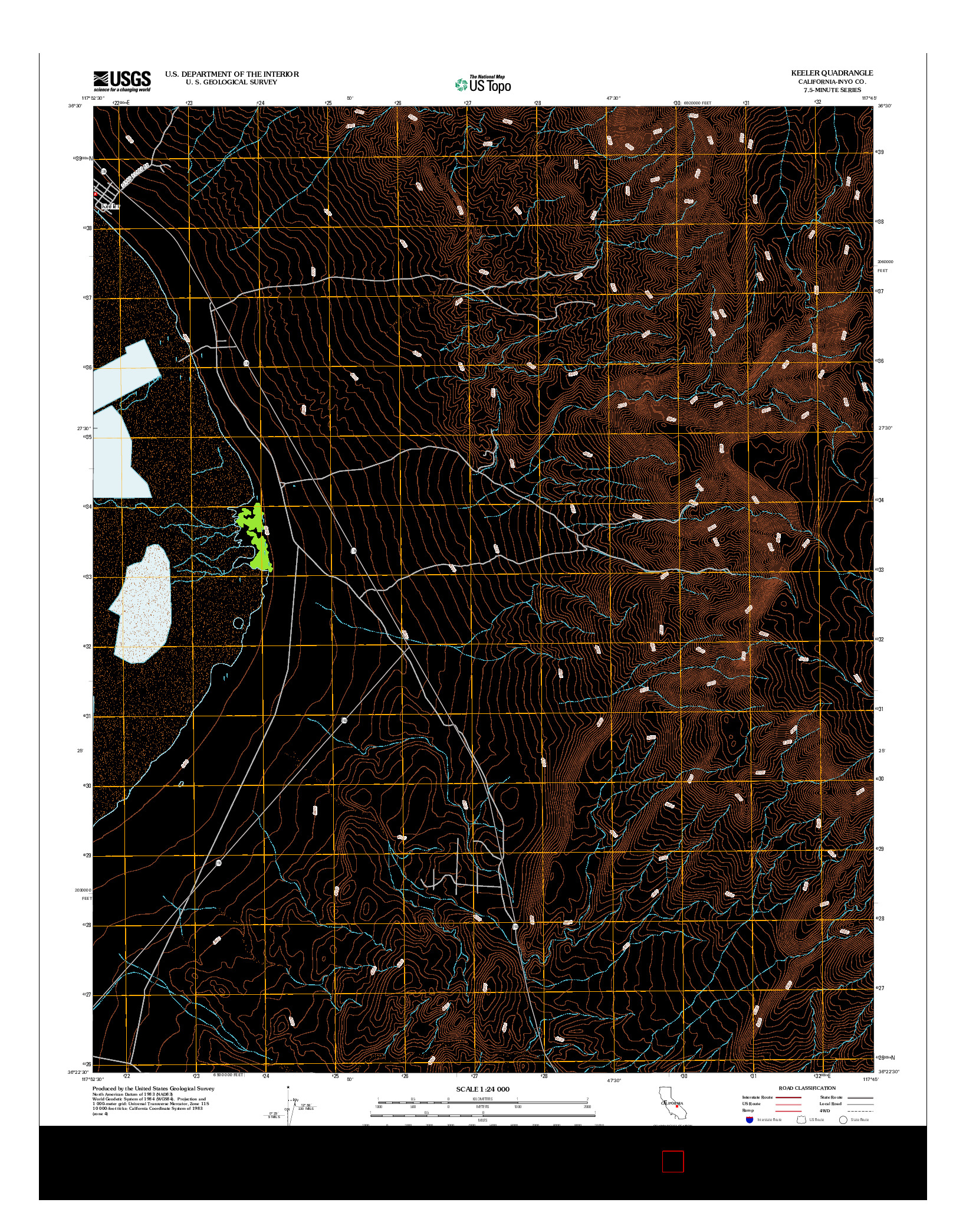 USGS US TOPO 7.5-MINUTE MAP FOR KEELER, CA 2012