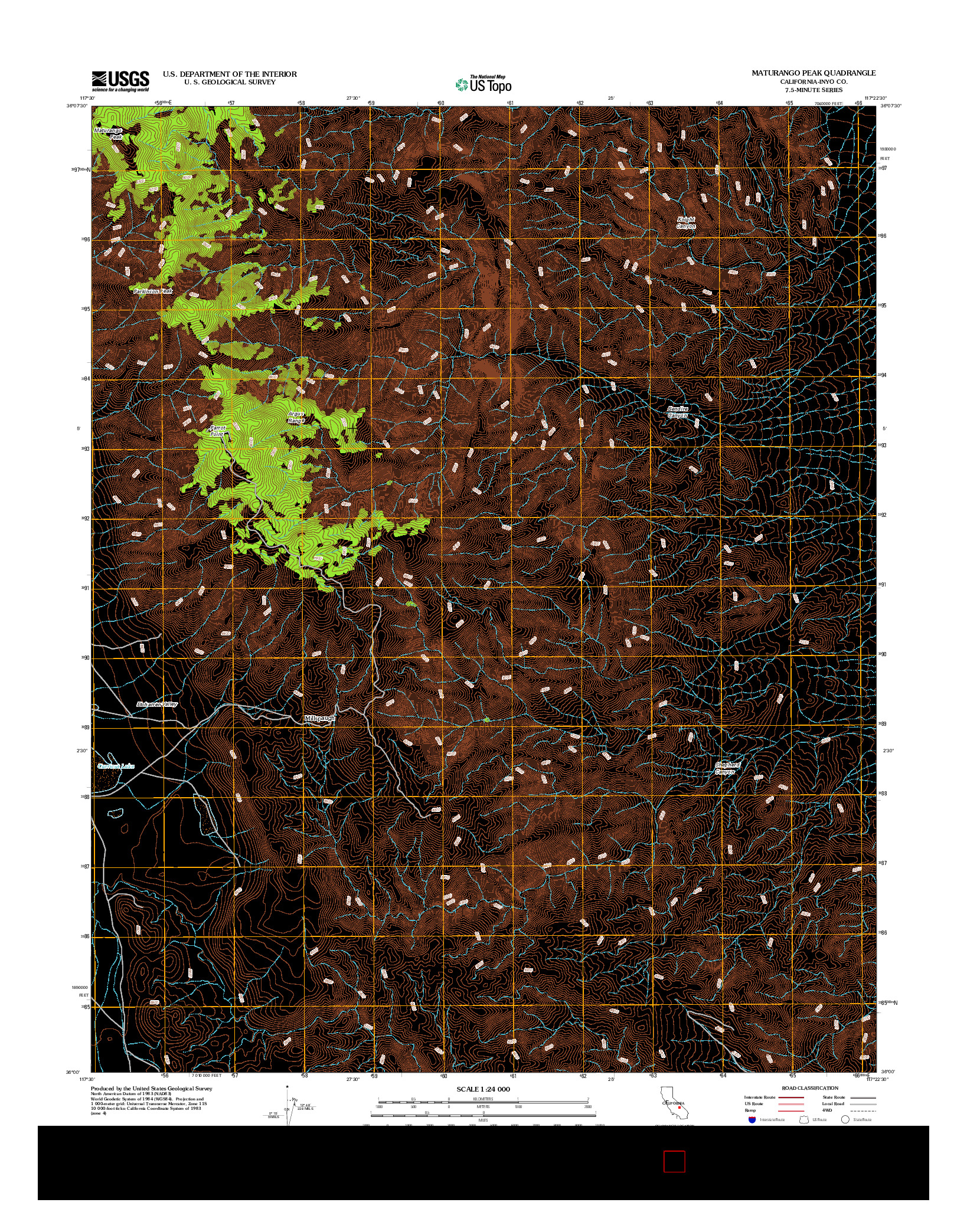 USGS US TOPO 7.5-MINUTE MAP FOR MATURANGO PEAK, CA 2012