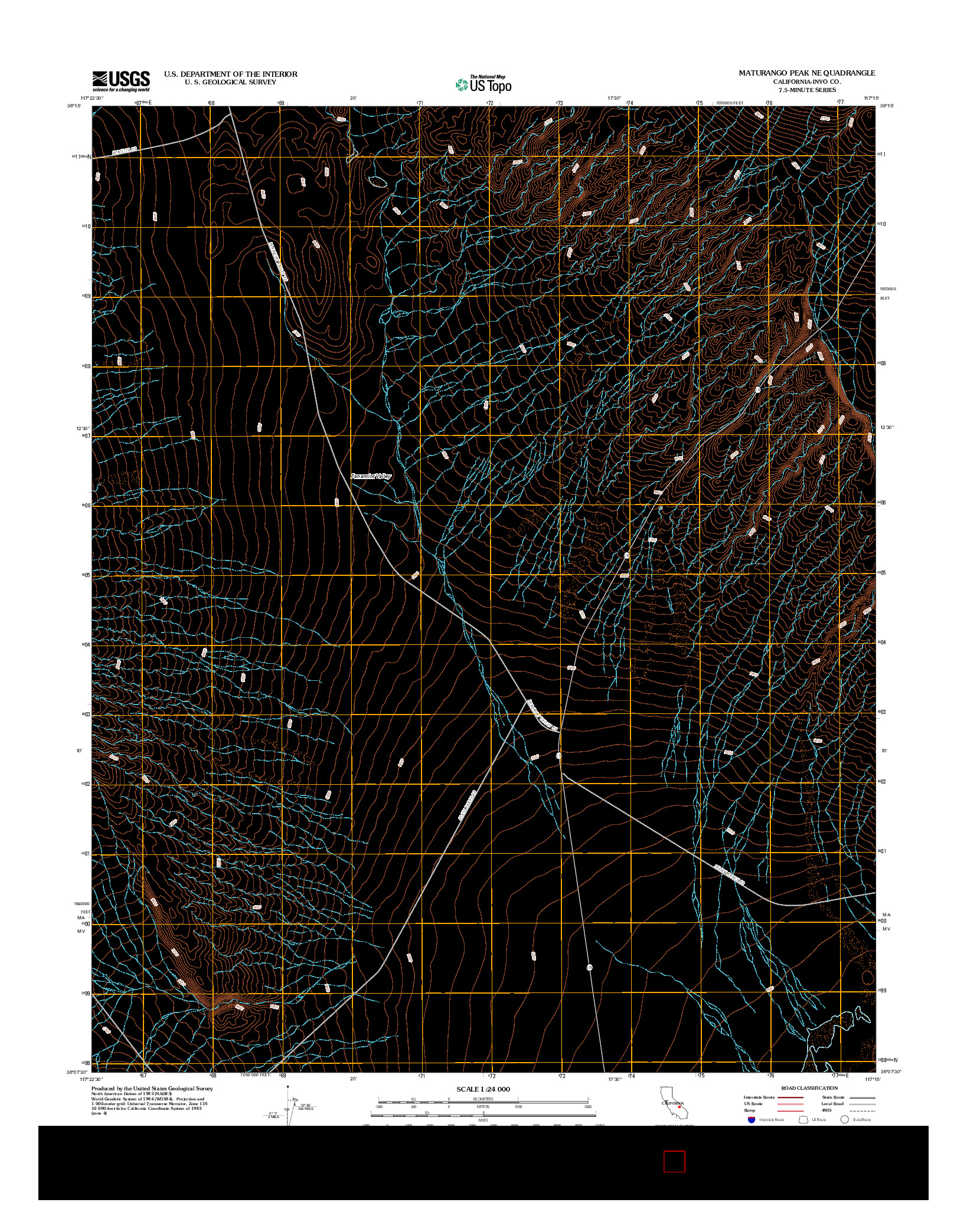 USGS US TOPO 7.5-MINUTE MAP FOR MATURANGO PEAK NE, CA 2012