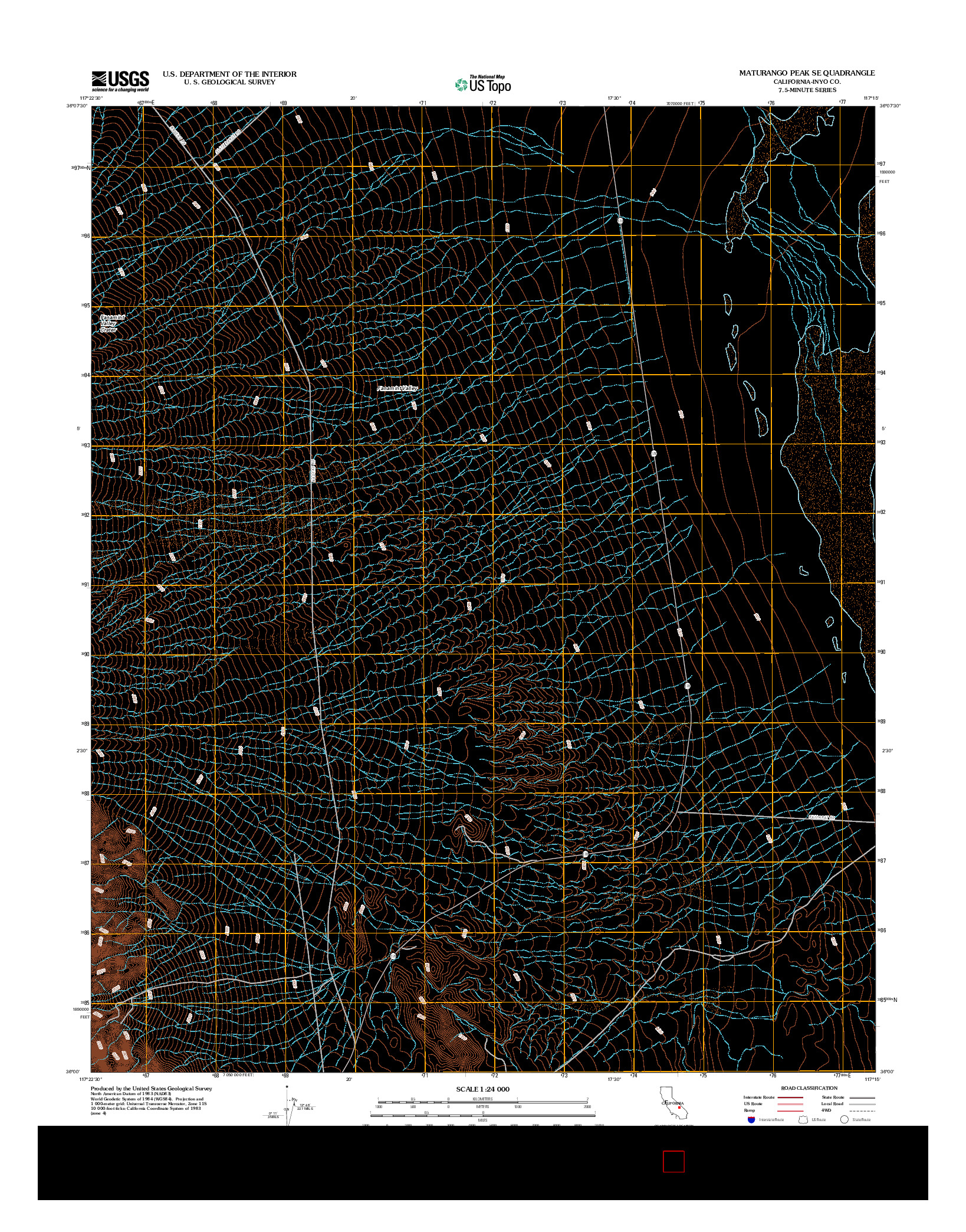 USGS US TOPO 7.5-MINUTE MAP FOR MATURANGO PEAK SE, CA 2012