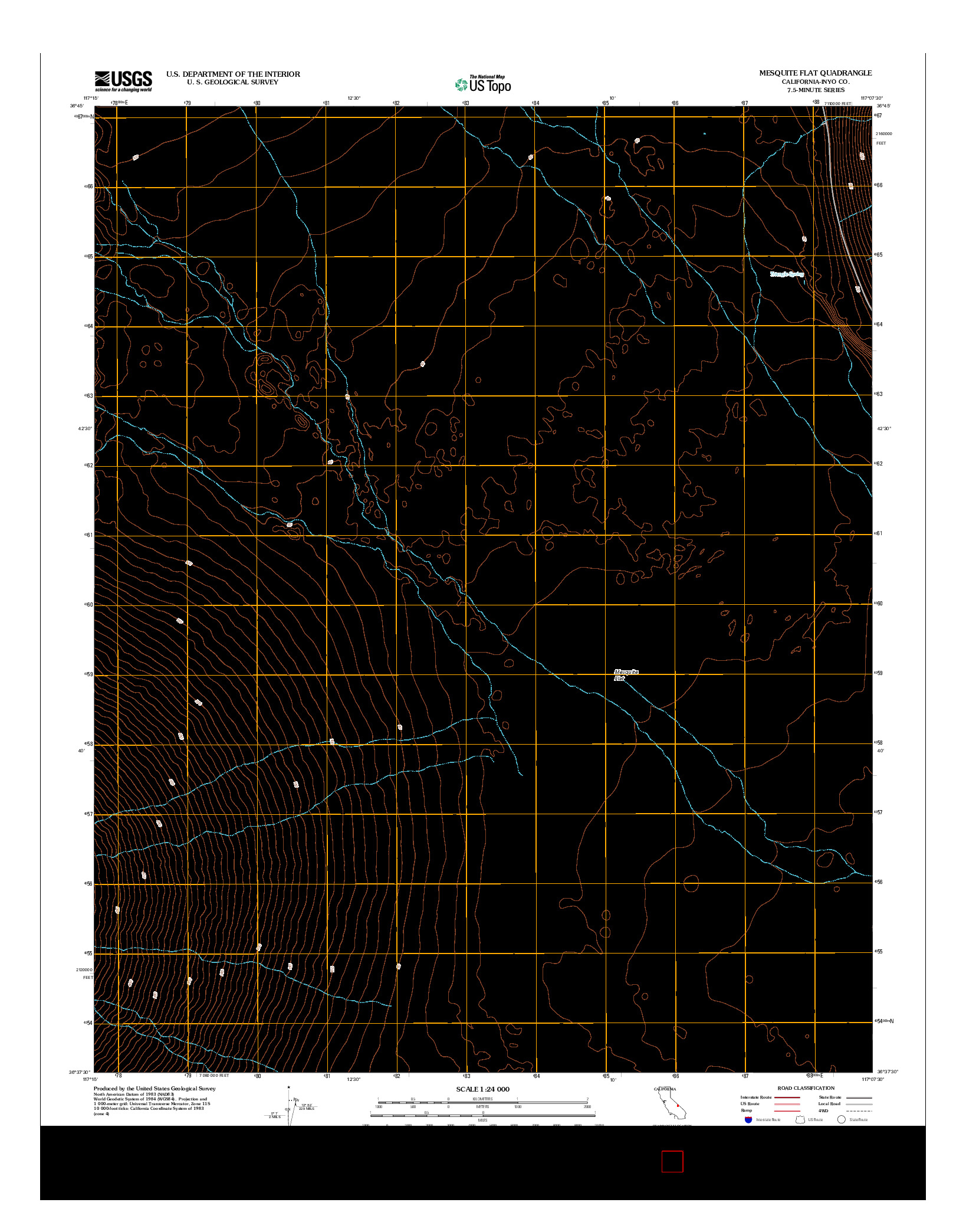 USGS US TOPO 7.5-MINUTE MAP FOR MESQUITE FLAT, CA 2012