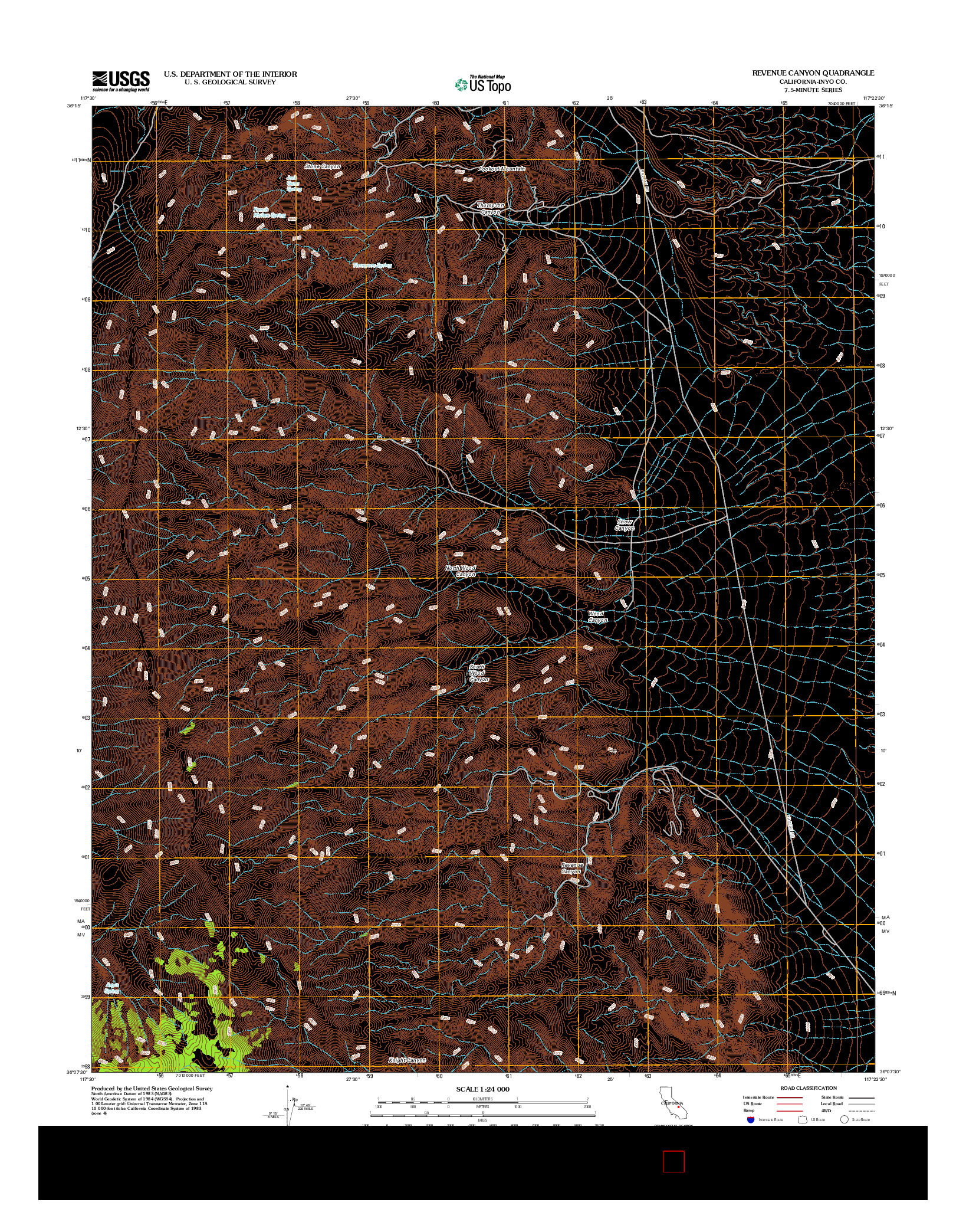 USGS US TOPO 7.5-MINUTE MAP FOR REVENUE CANYON, CA 2012