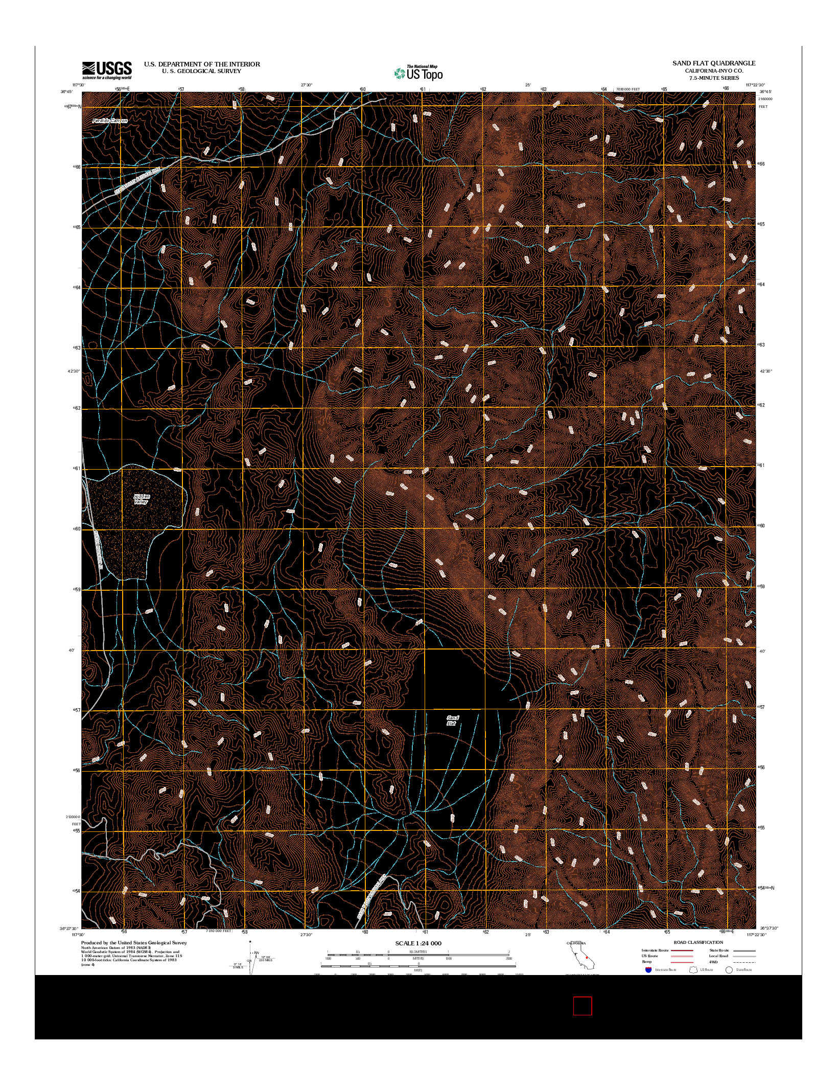 USGS US TOPO 7.5-MINUTE MAP FOR SAND FLAT, CA 2012