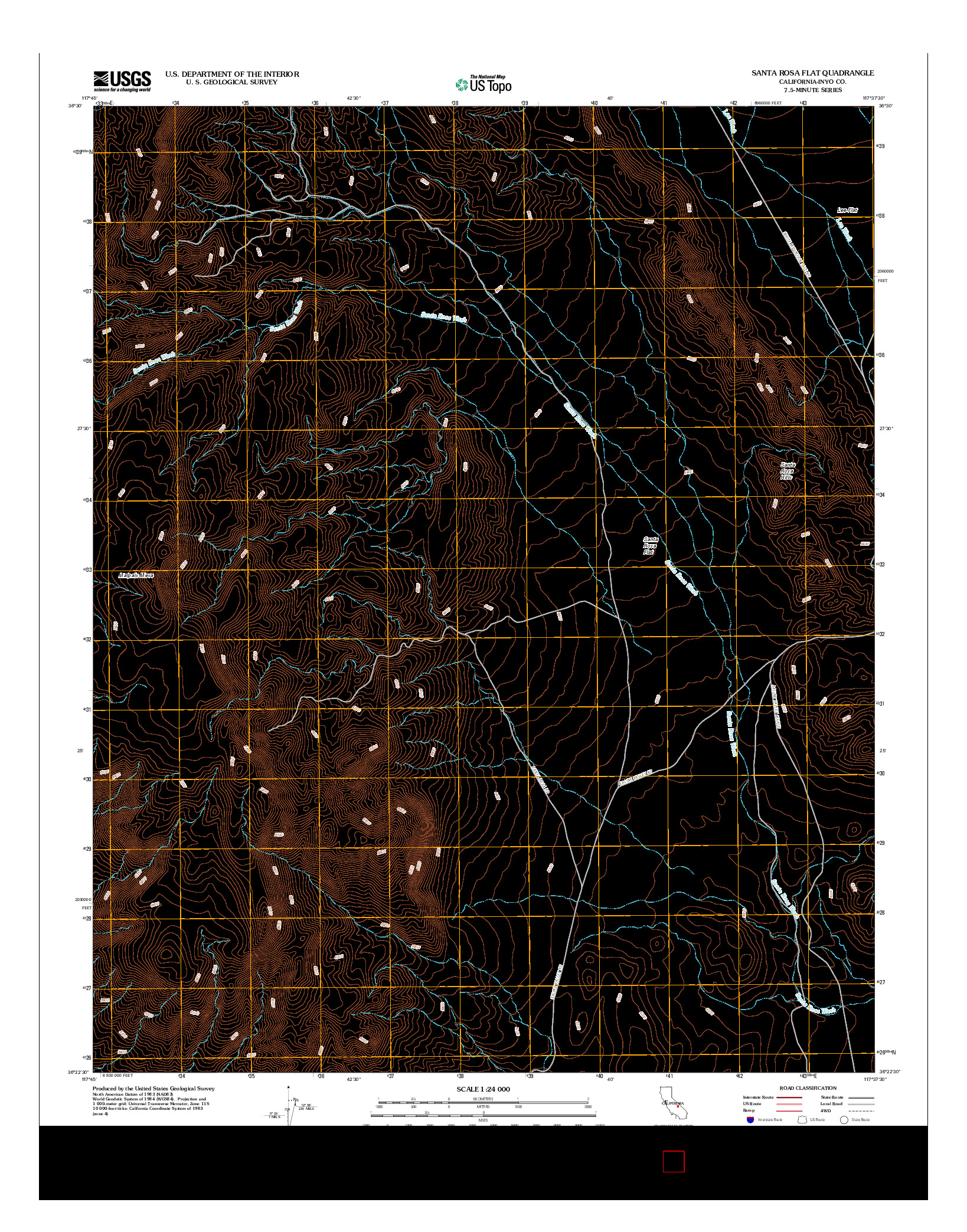 USGS US TOPO 7.5-MINUTE MAP FOR SANTA ROSA FLAT, CA 2012