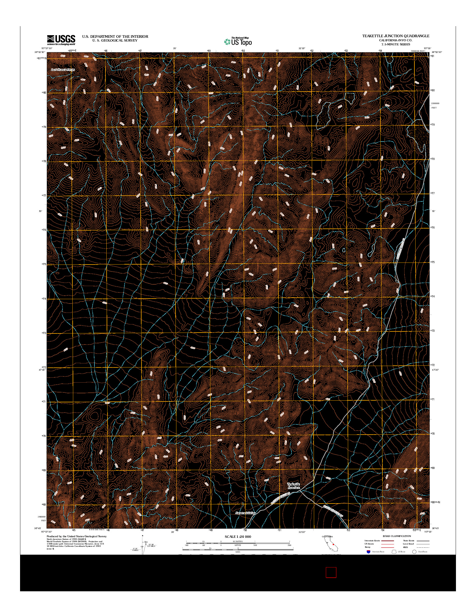 USGS US TOPO 7.5-MINUTE MAP FOR TEAKETTLE JUNCTION, CA 2012