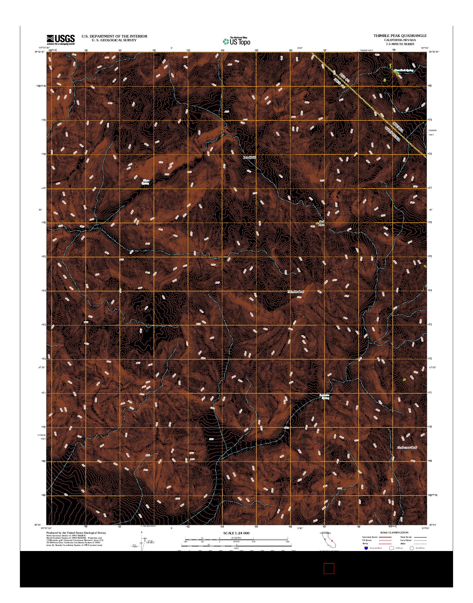 USGS US TOPO 7.5-MINUTE MAP FOR THIMBLE PEAK, CA-NV 2012