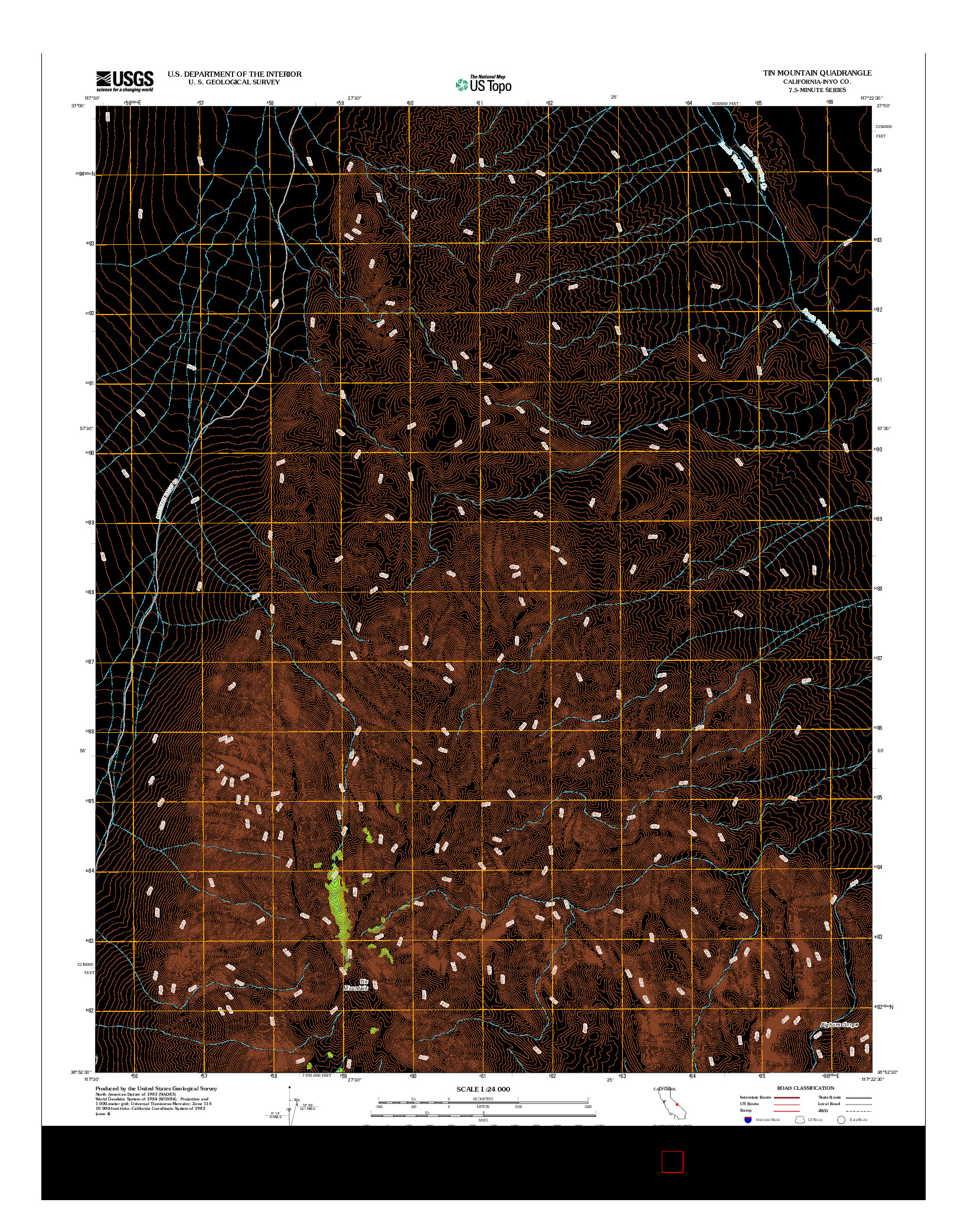 USGS US TOPO 7.5-MINUTE MAP FOR TIN MOUNTAIN, CA 2012